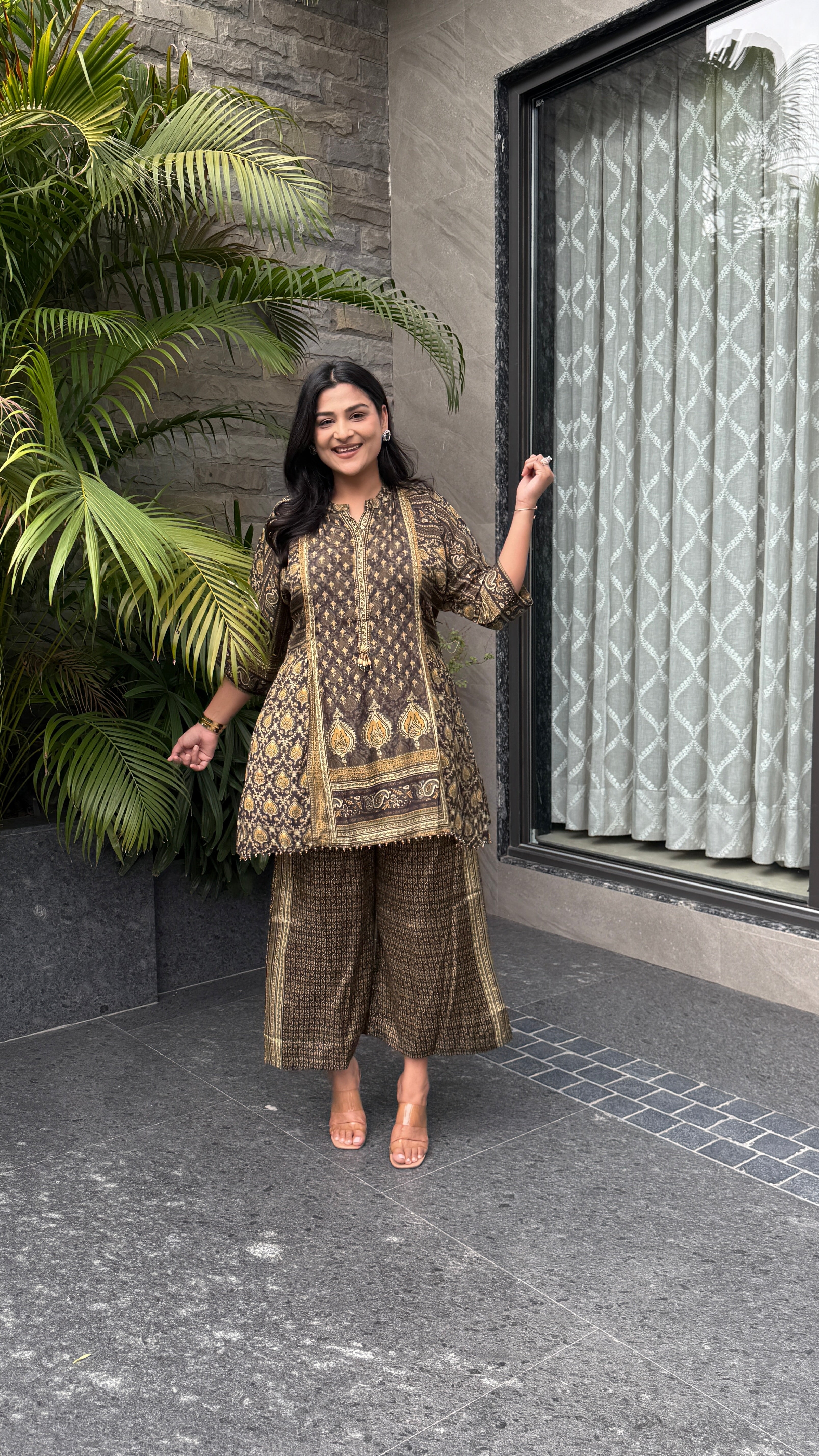 Aarke Olive Green Crepe Cord Set