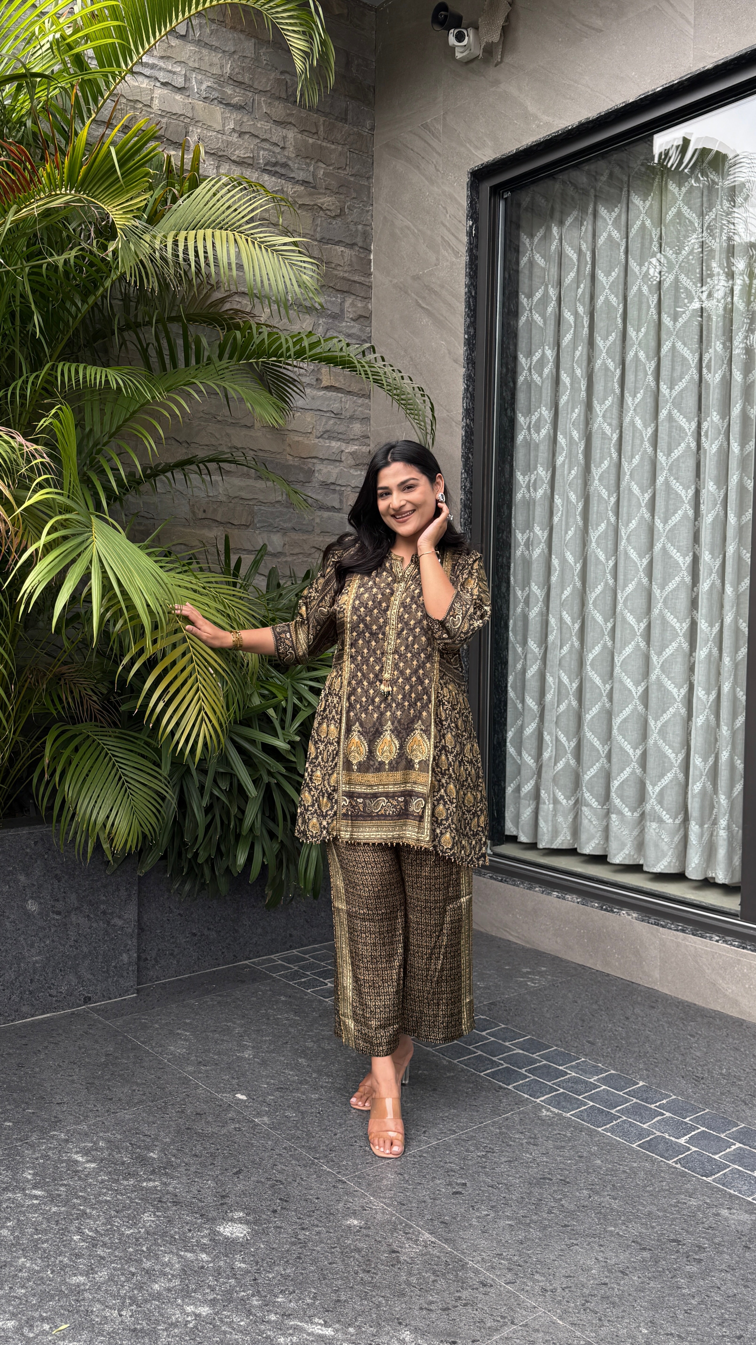 Aarke Olive Green Crepe Cord Set