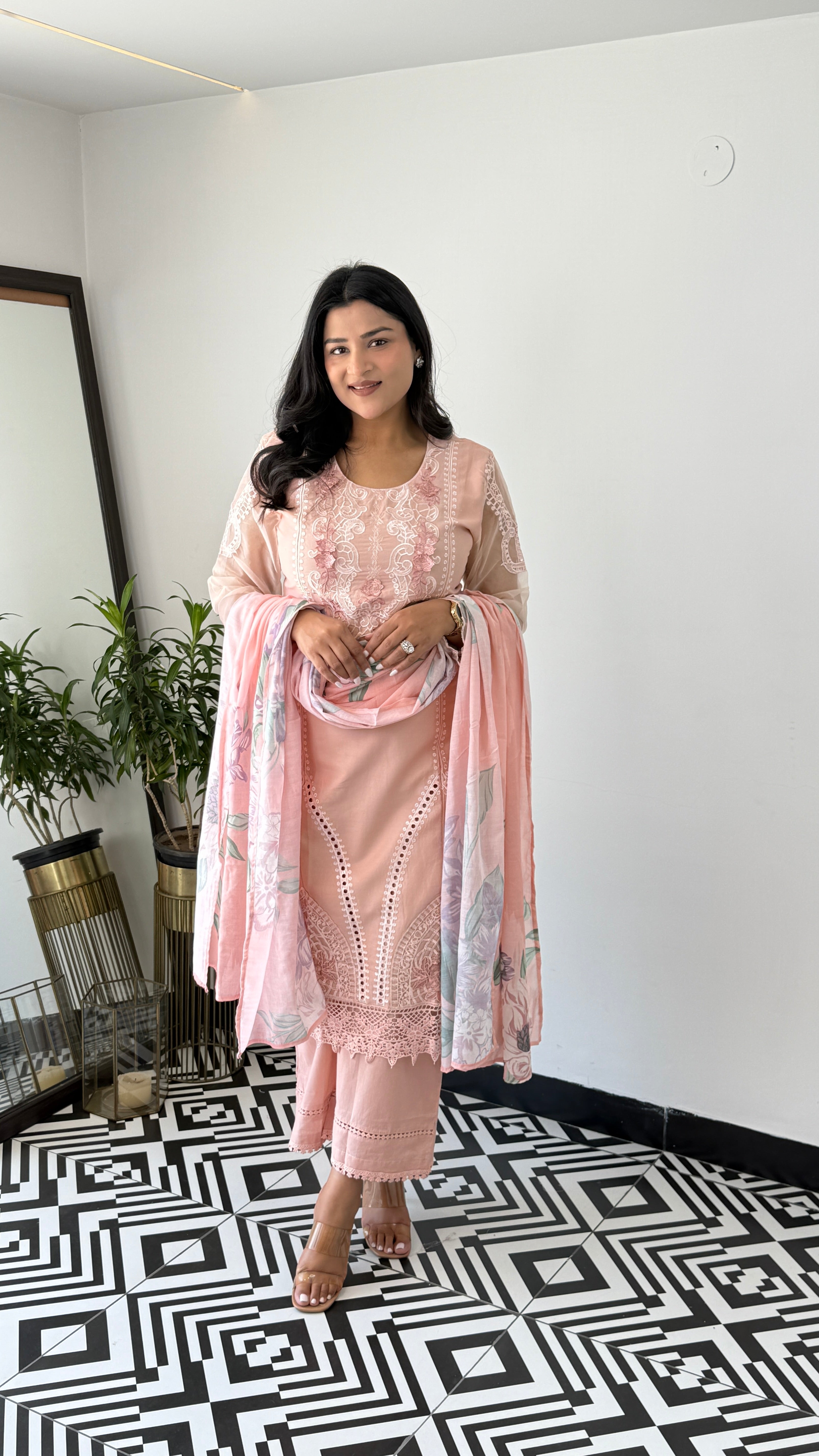 Baano Peach Krachi Suit Set