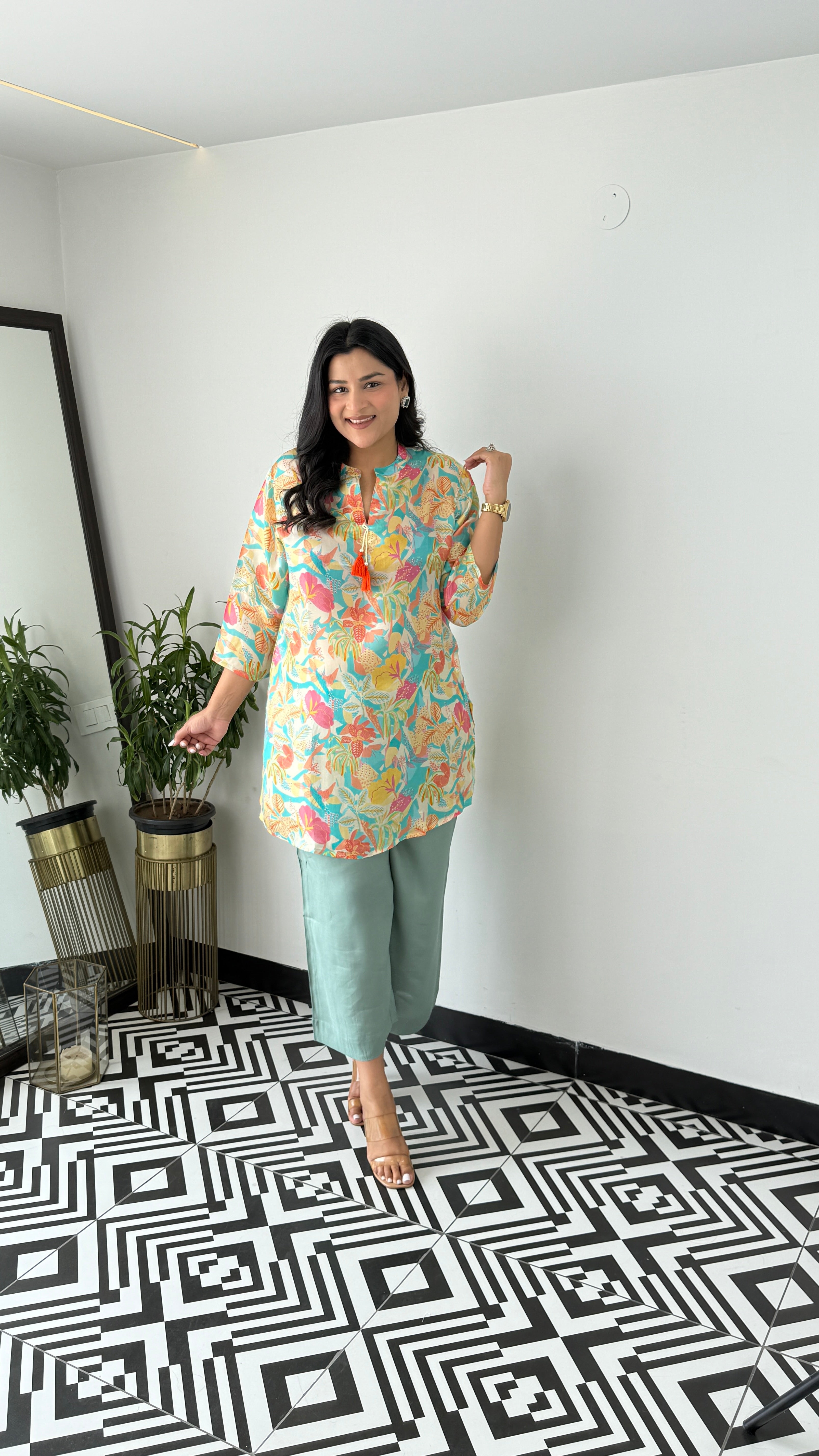 Melange Turquoise Multiprint Cord Set