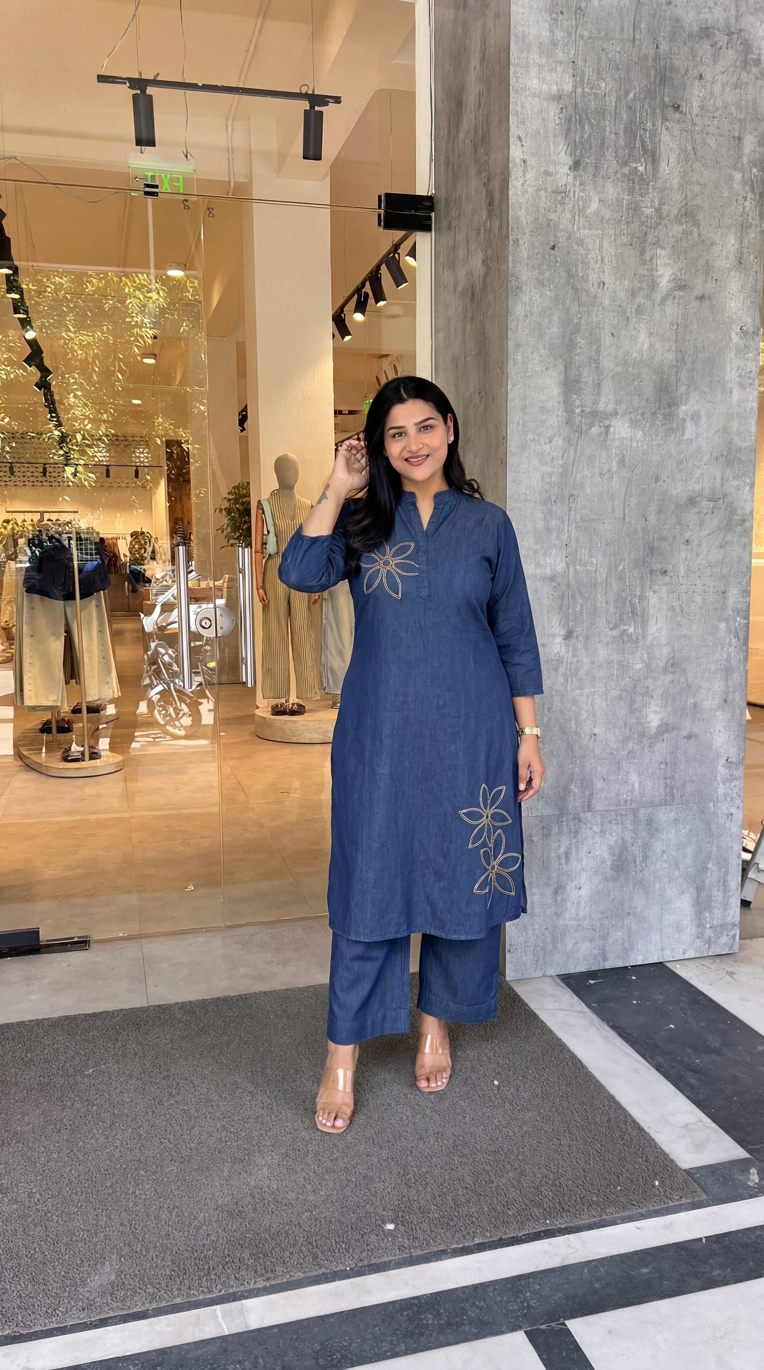 Denim Kurta Pants shrisa.in