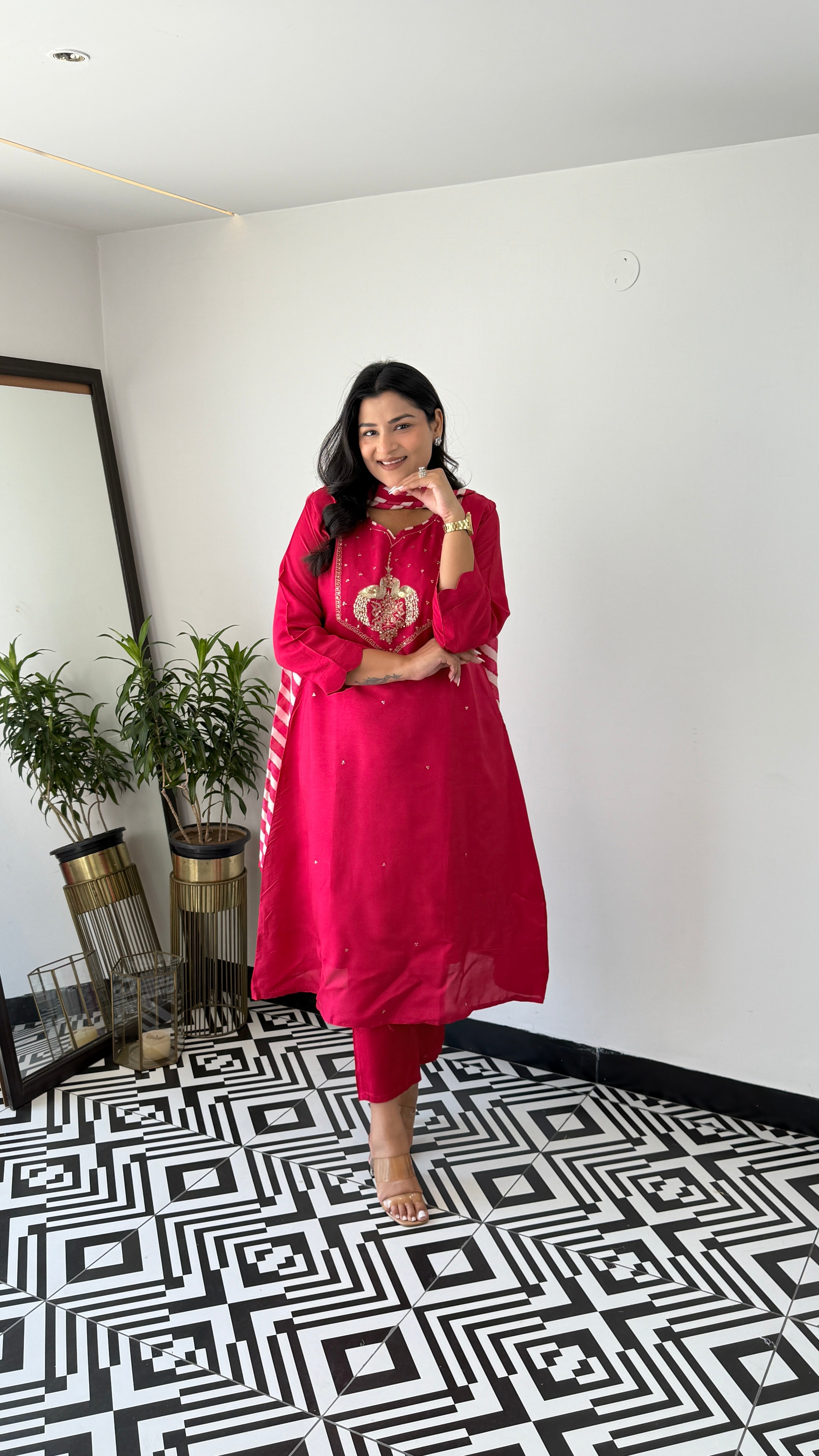 Magenta Lehariya Suit Set