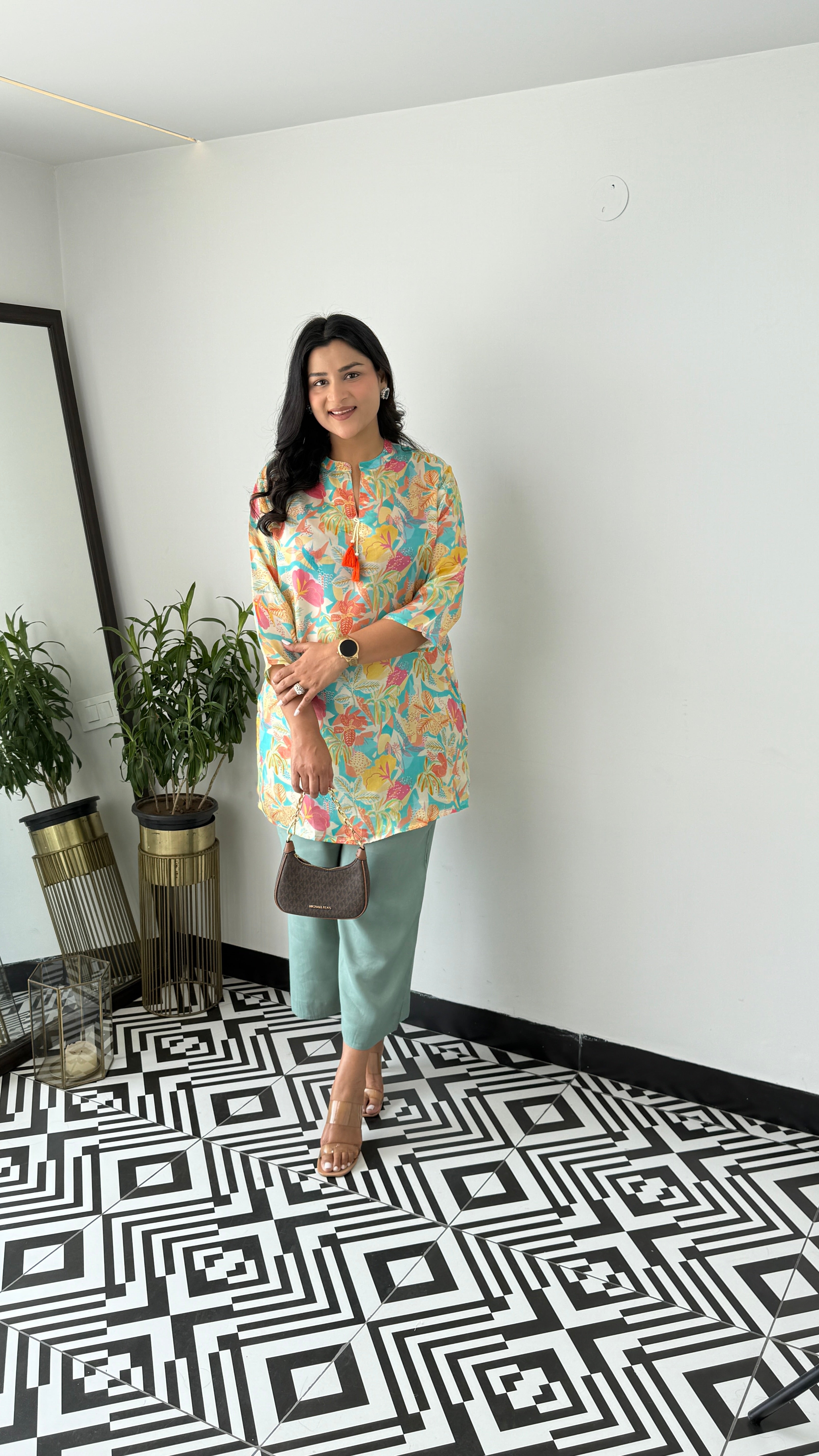 Melange Turquoise Multiprint Cord Set