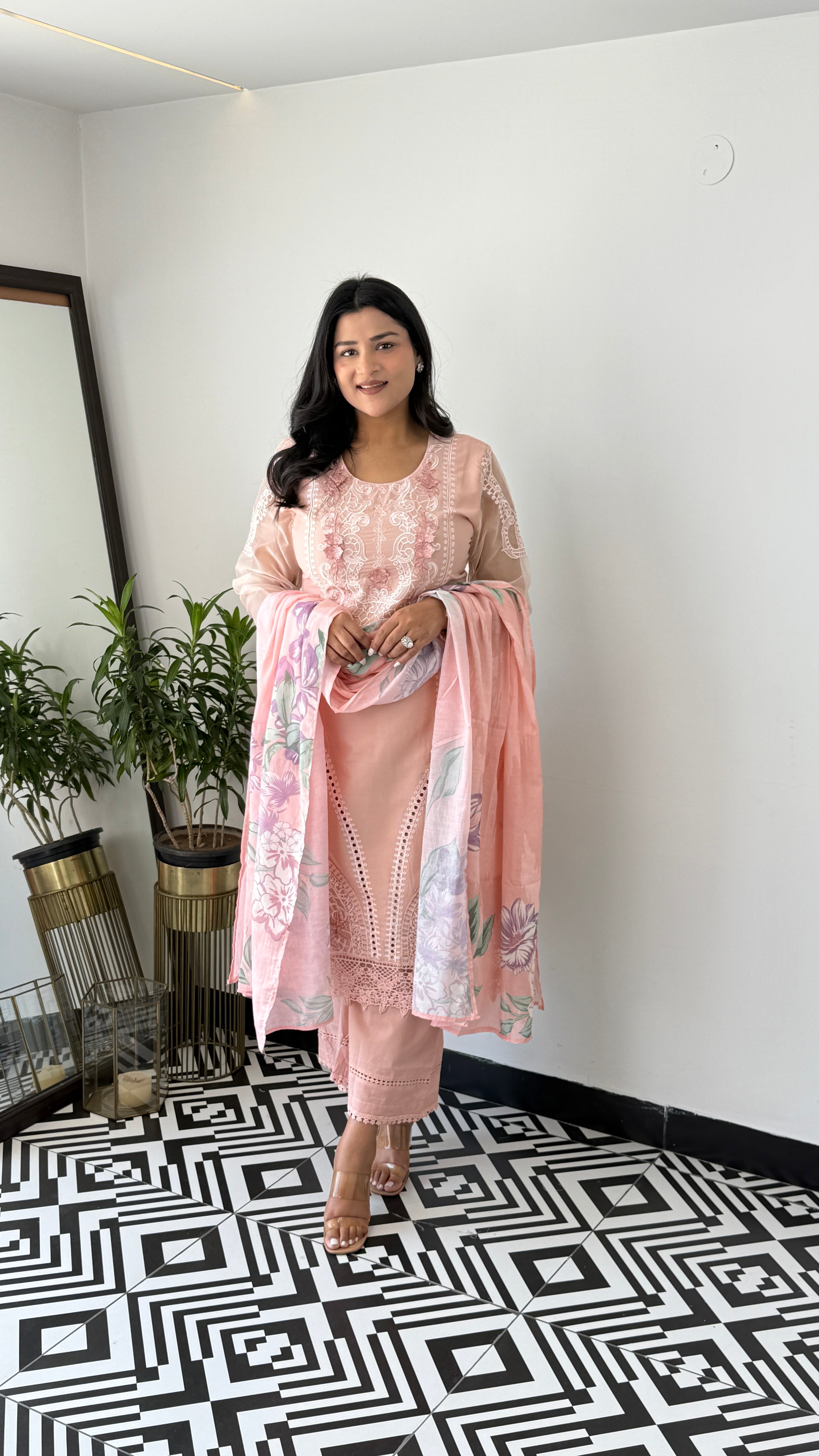 Baano Peach Krachi Suit Set