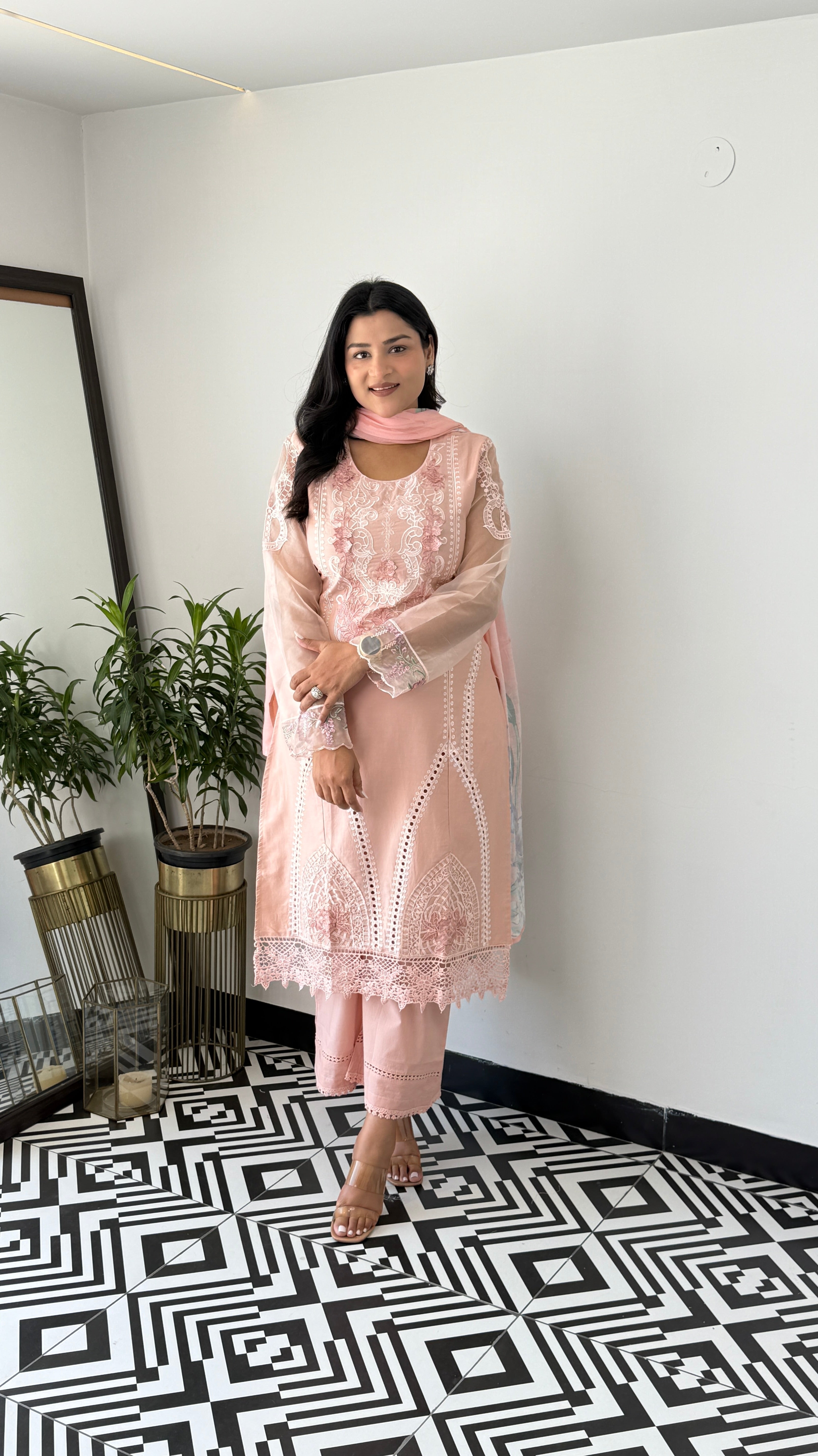 Baano Peach Krachi Suit Set