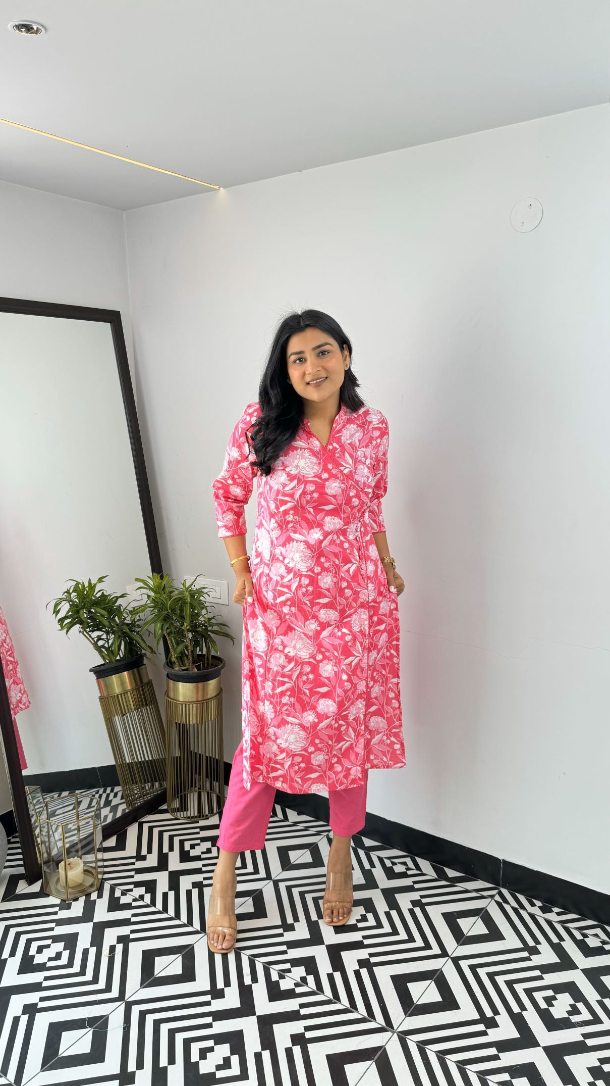 Blossom Floral Angrakha Kurta Set