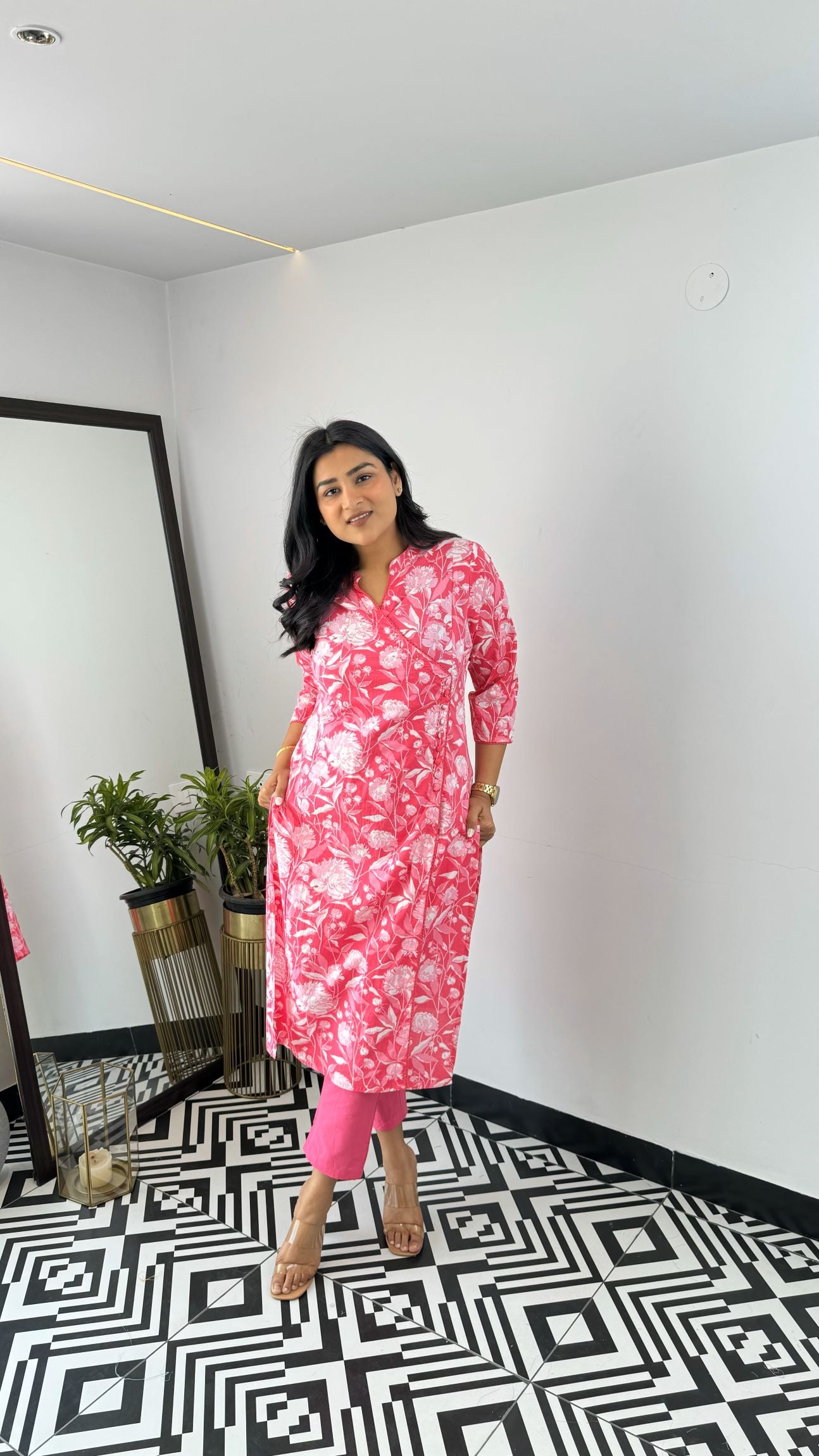 Blossom Floral Angrakha Kurta Set