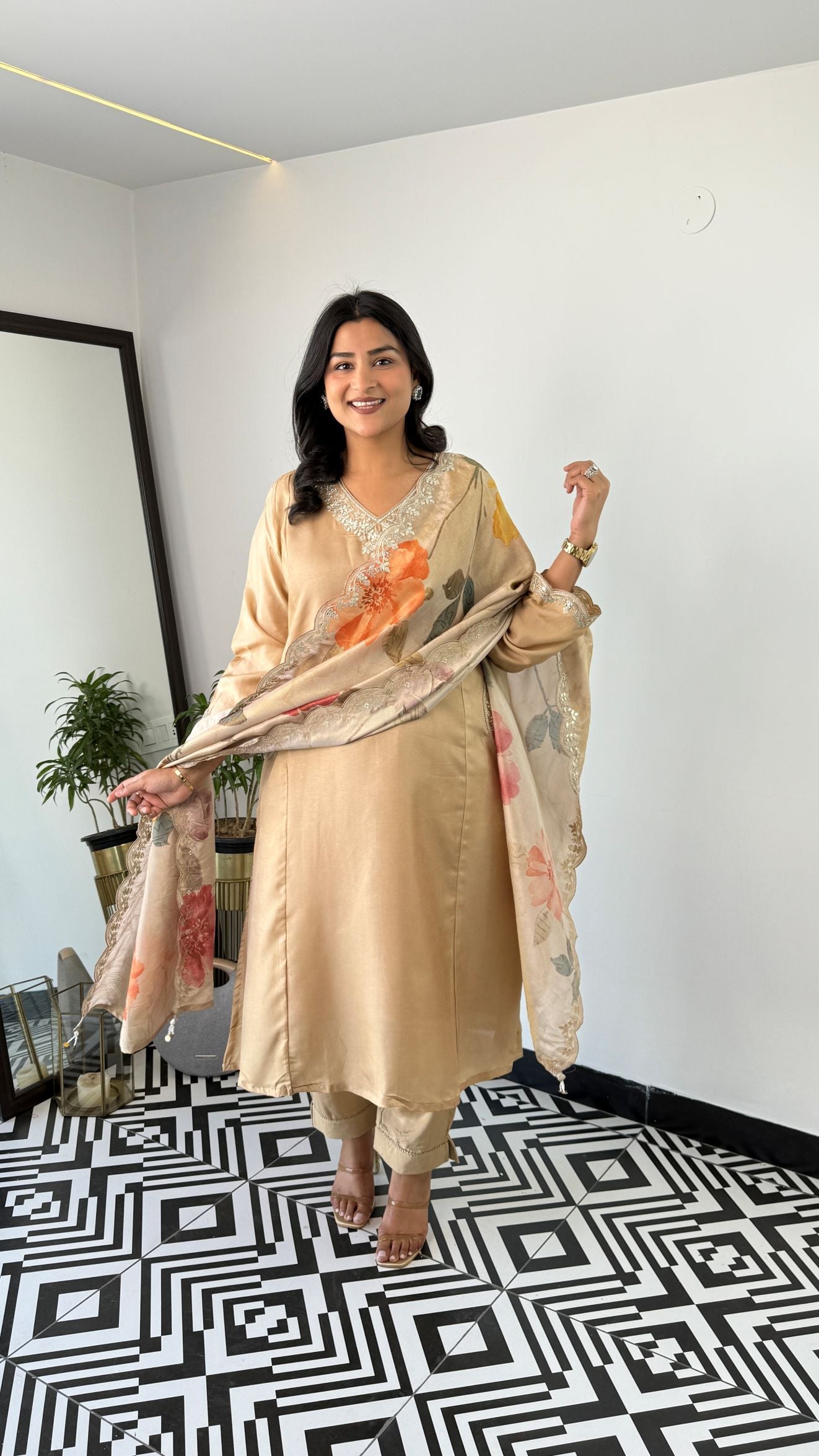 Aisha Beige Suit Set