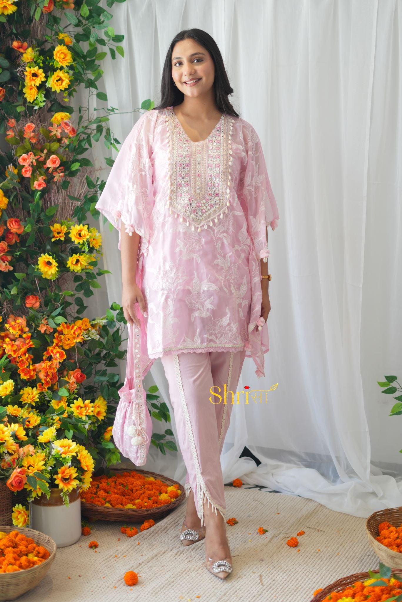 Aleeza Pink Kaftan Set