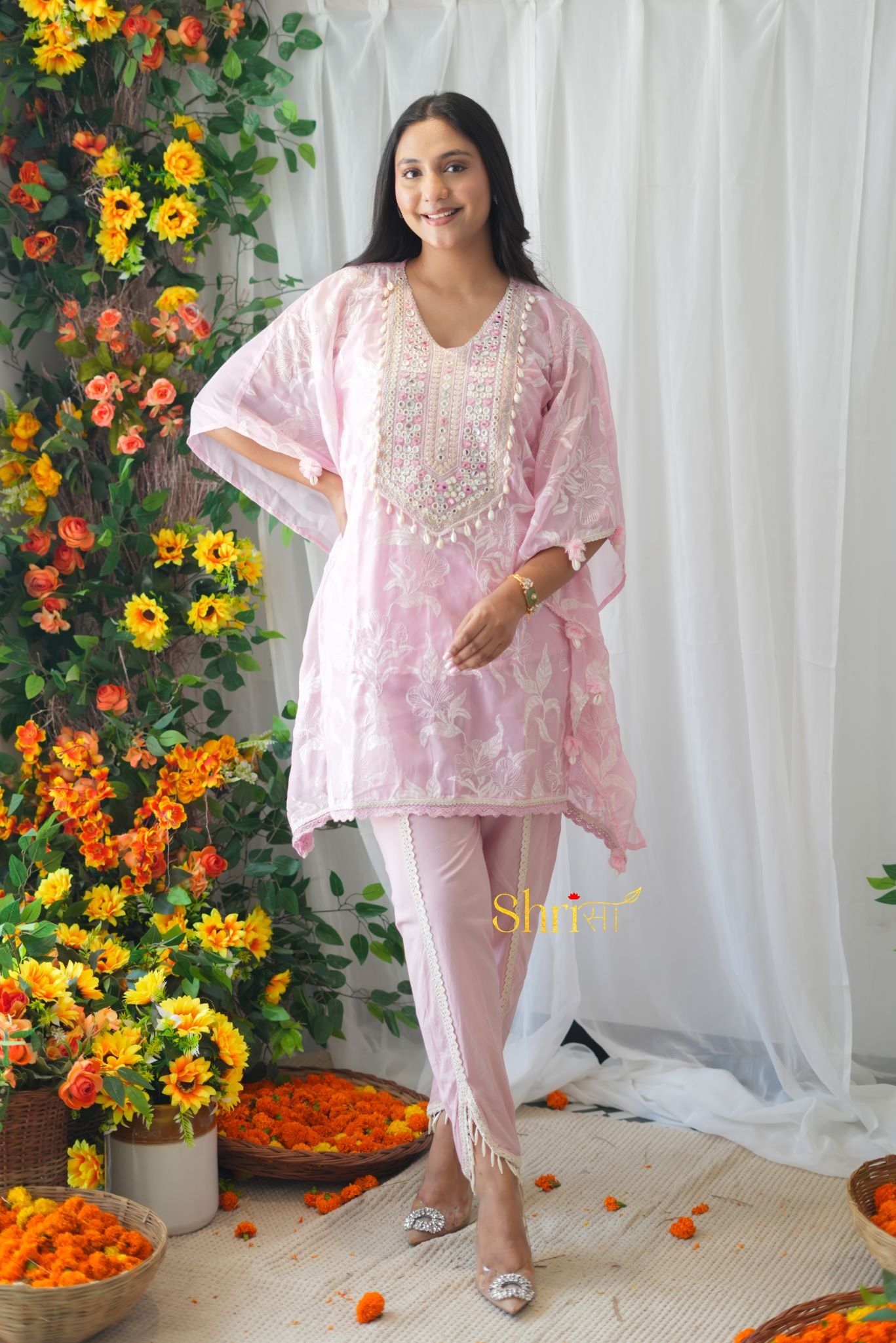 Aleeza Pink Kaftan Set