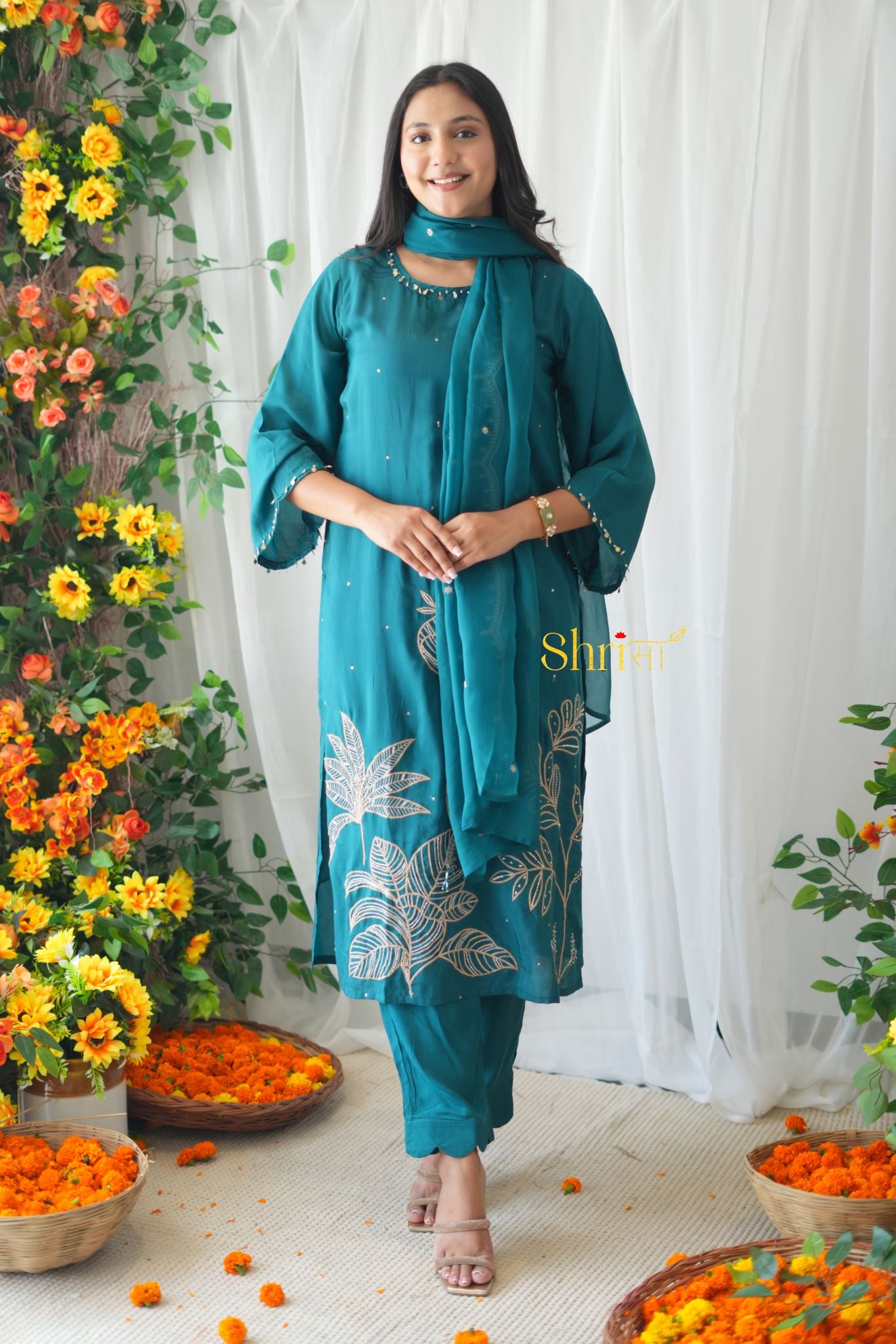 Alina Teal Blue Suit Set