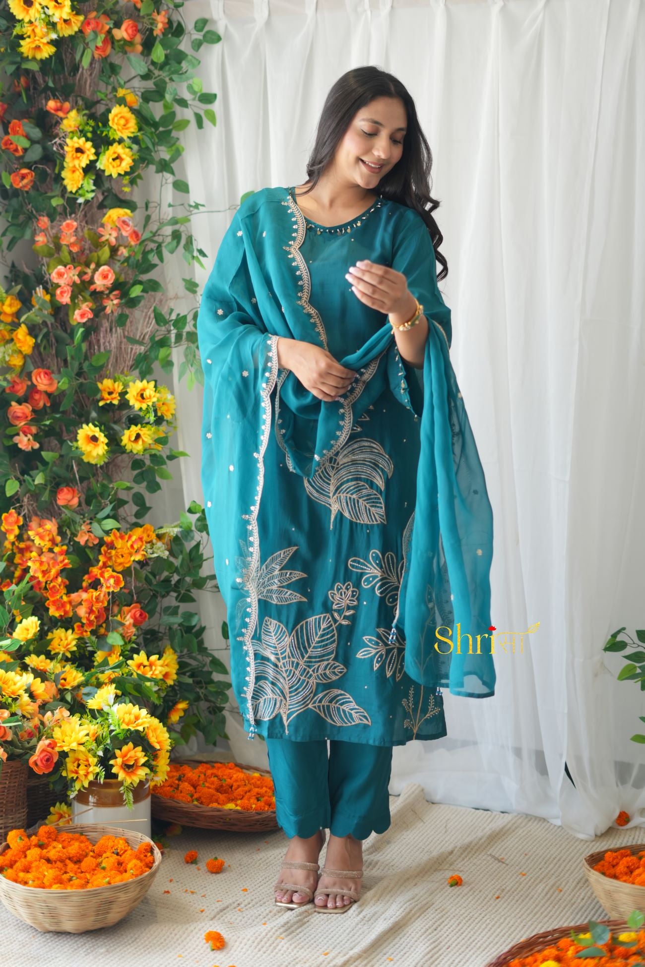 Alina Teal Blue Suit Set