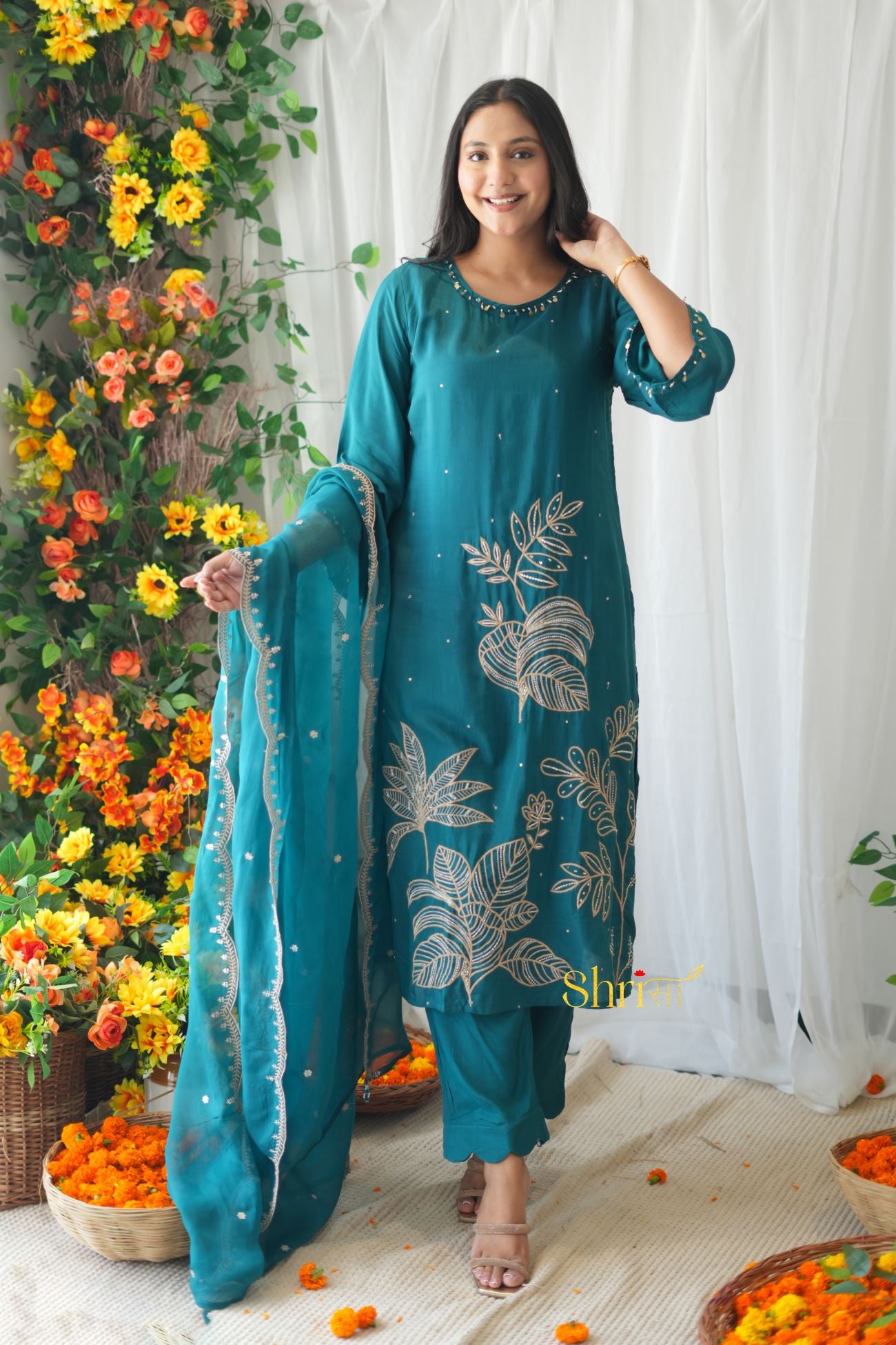 Alina Teal Blue Suit Set