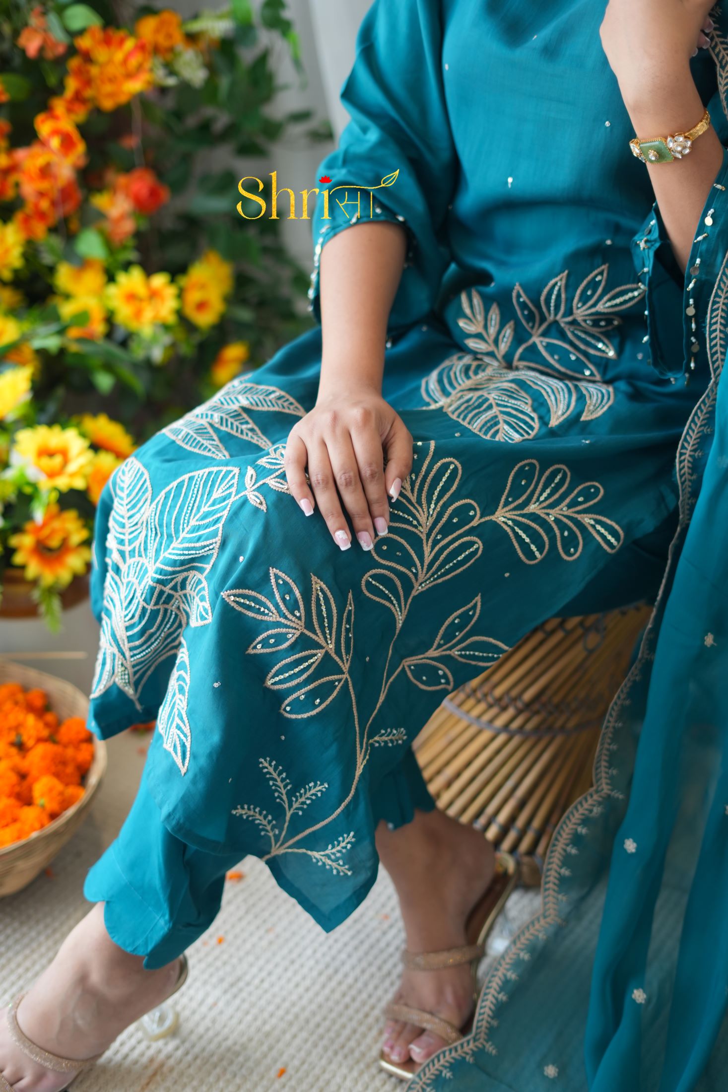 Alina Teal Blue Suit Set