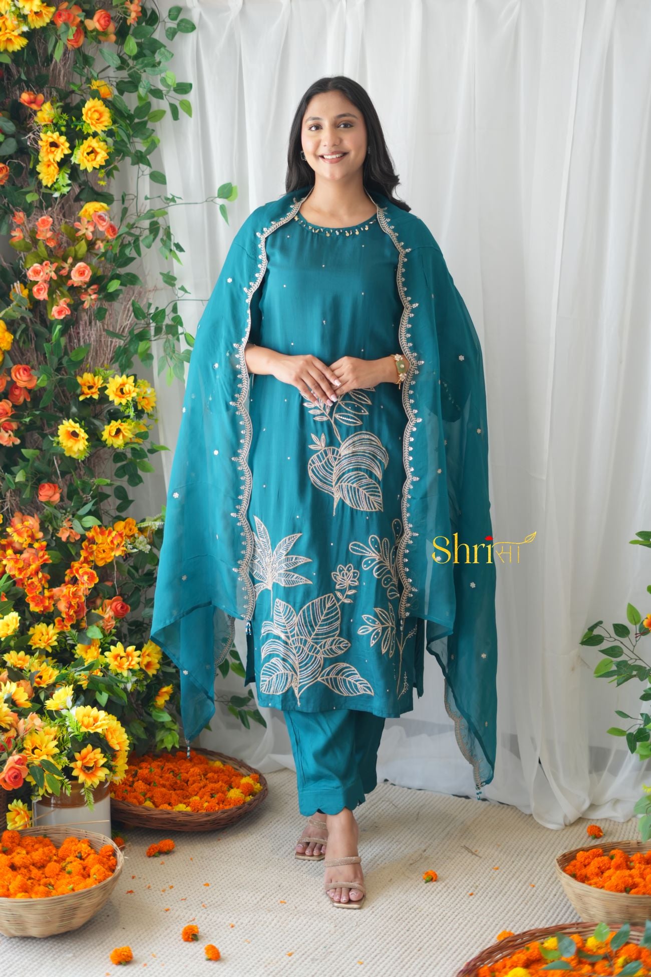 Alina Teal Blue Suit Set
