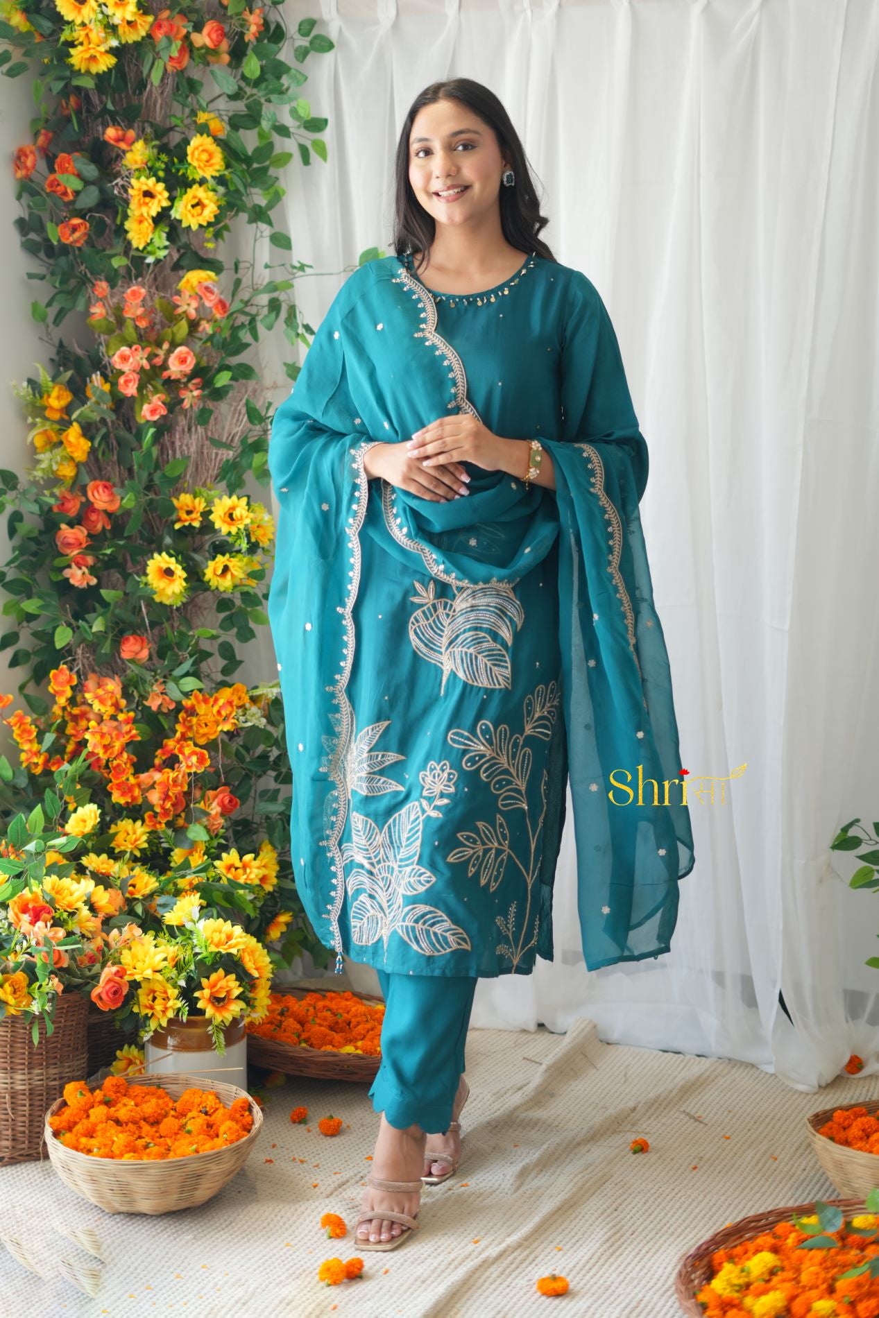 Alina Teal Blue Suit Set