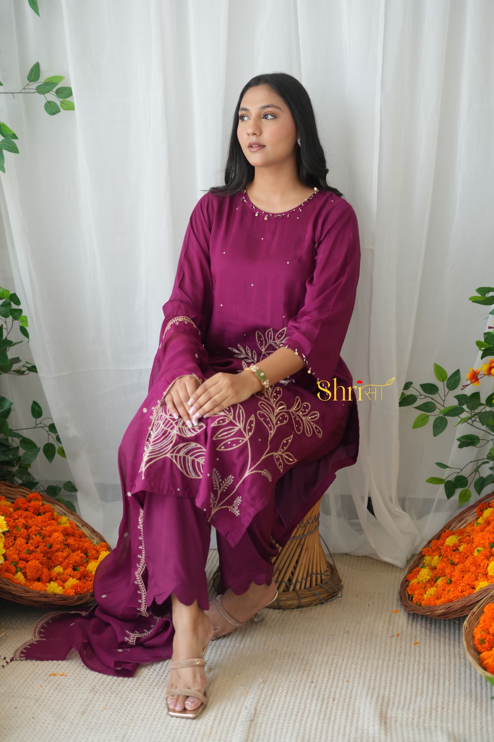 Alina Wine Suit Set
