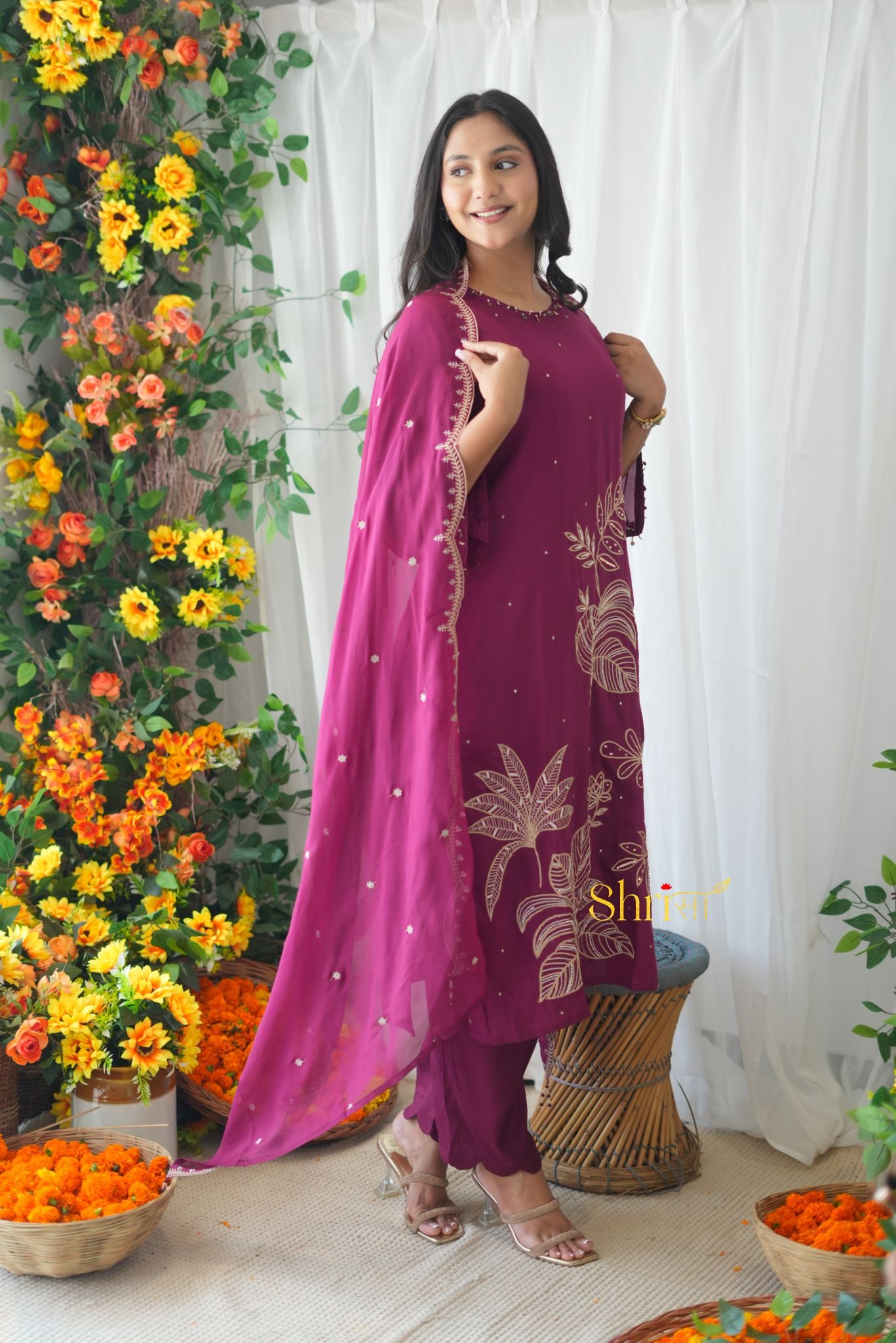 Alina Wine Suit Set