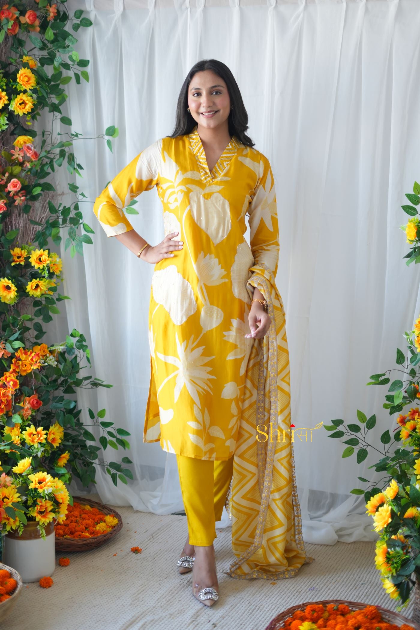Anouk Yellow Suit Set