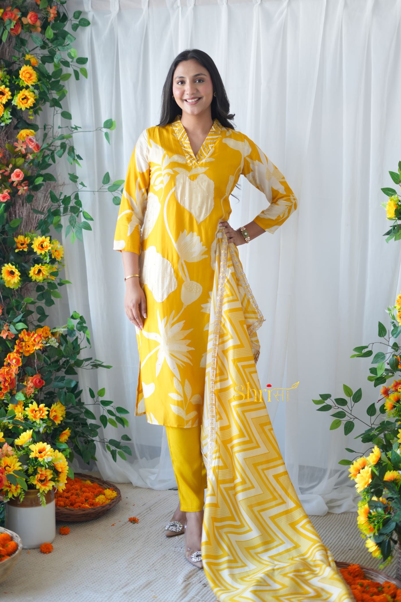 Anouk Yellow Suit Set