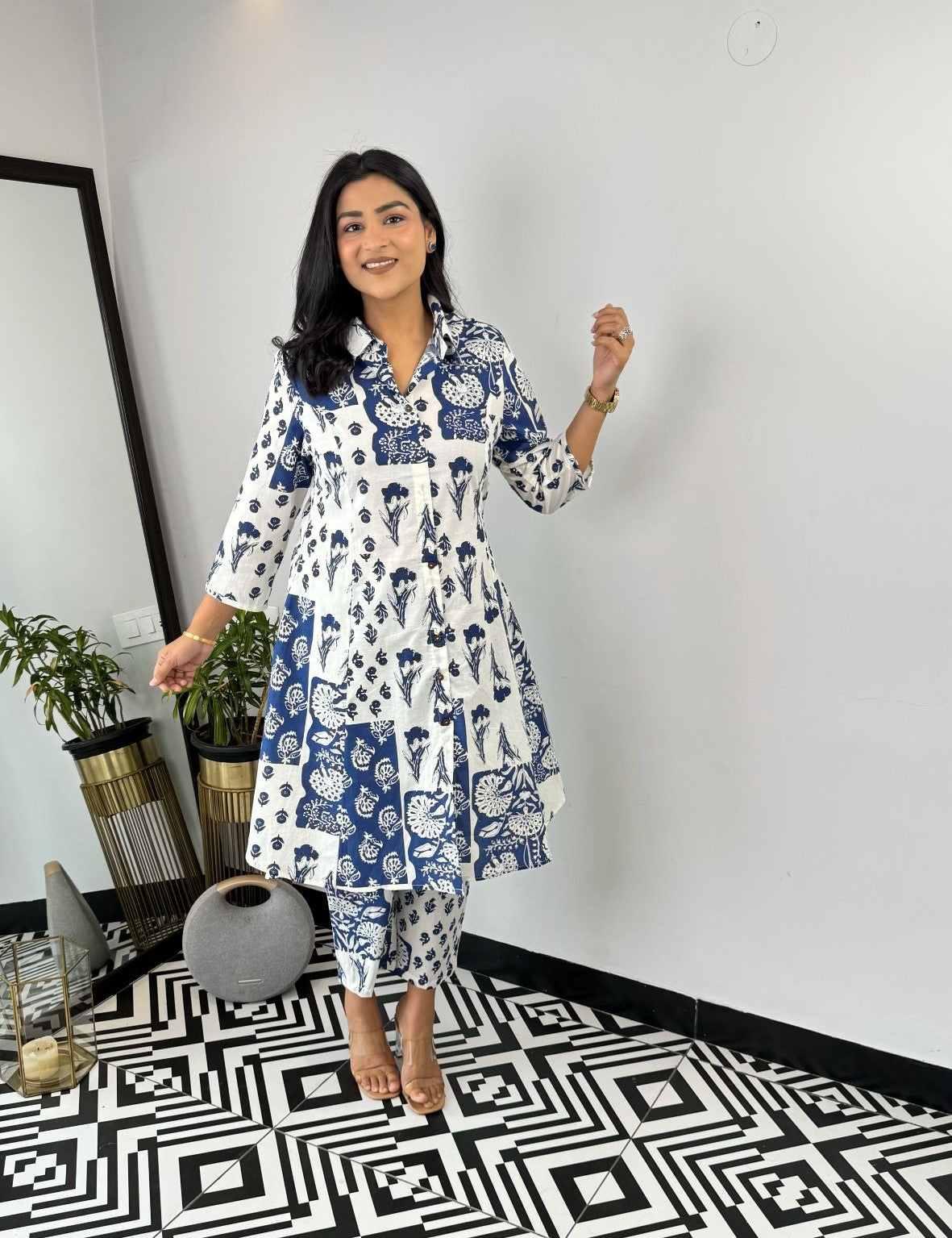 Applique Print Cotton Cord Set