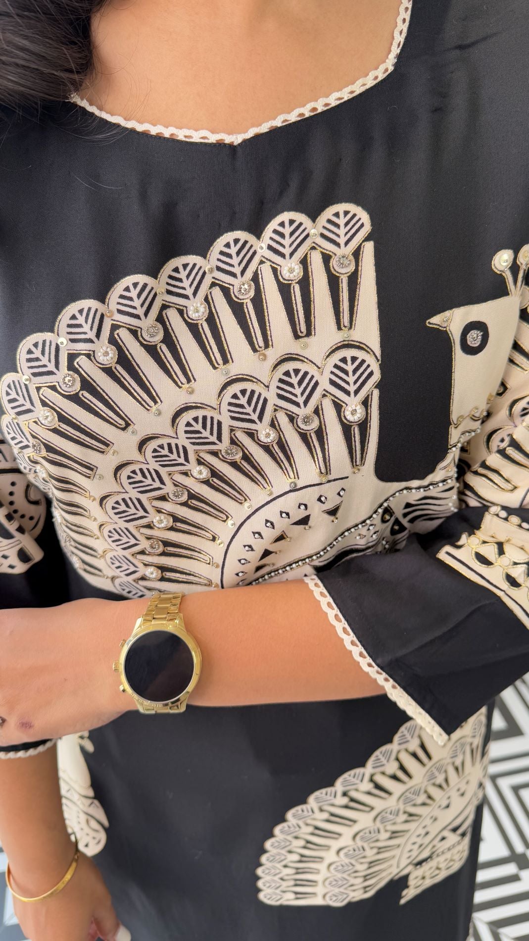 Aztec Black And White Kurta Pants