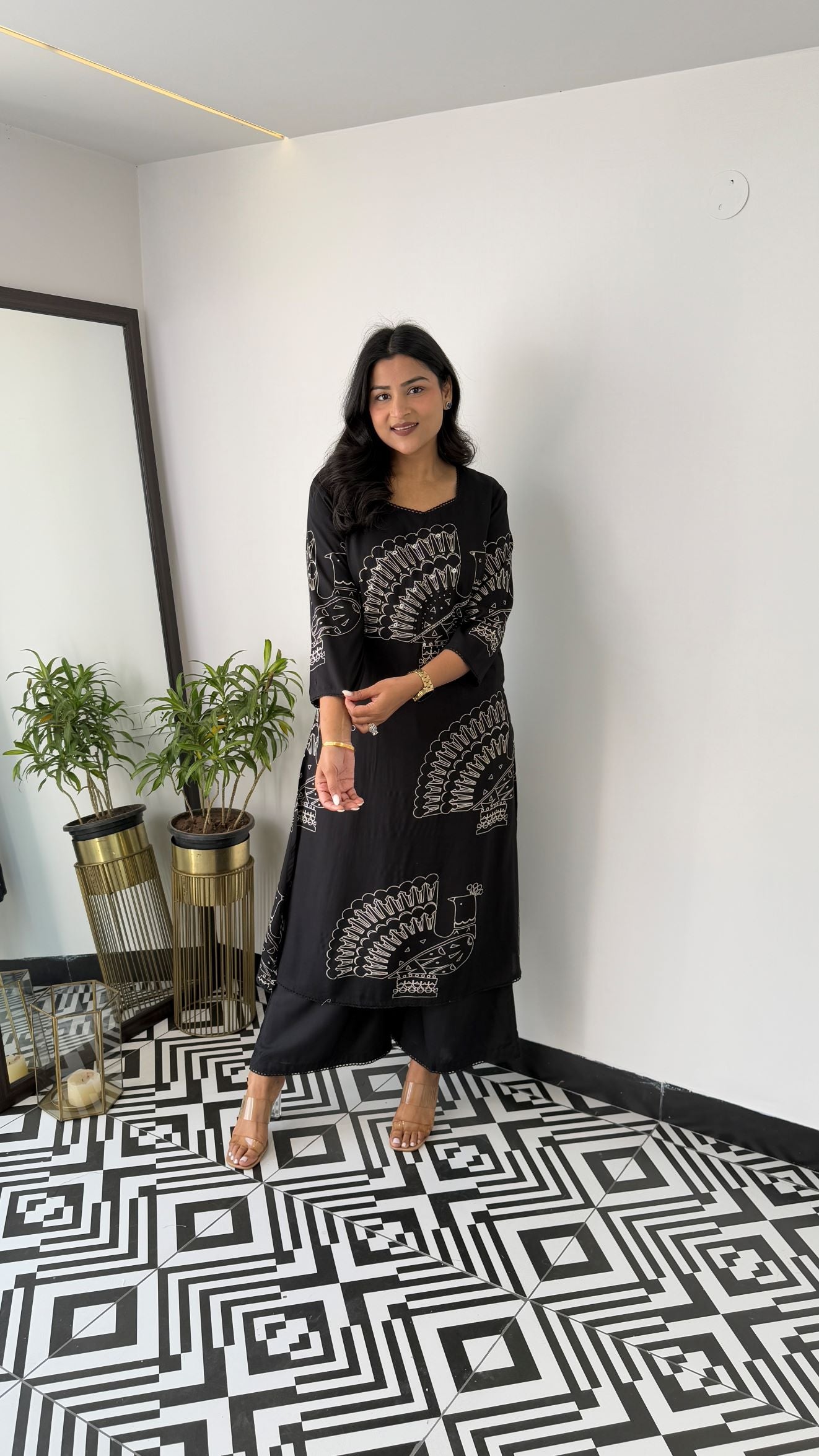 Aztec Black Kurta Pants