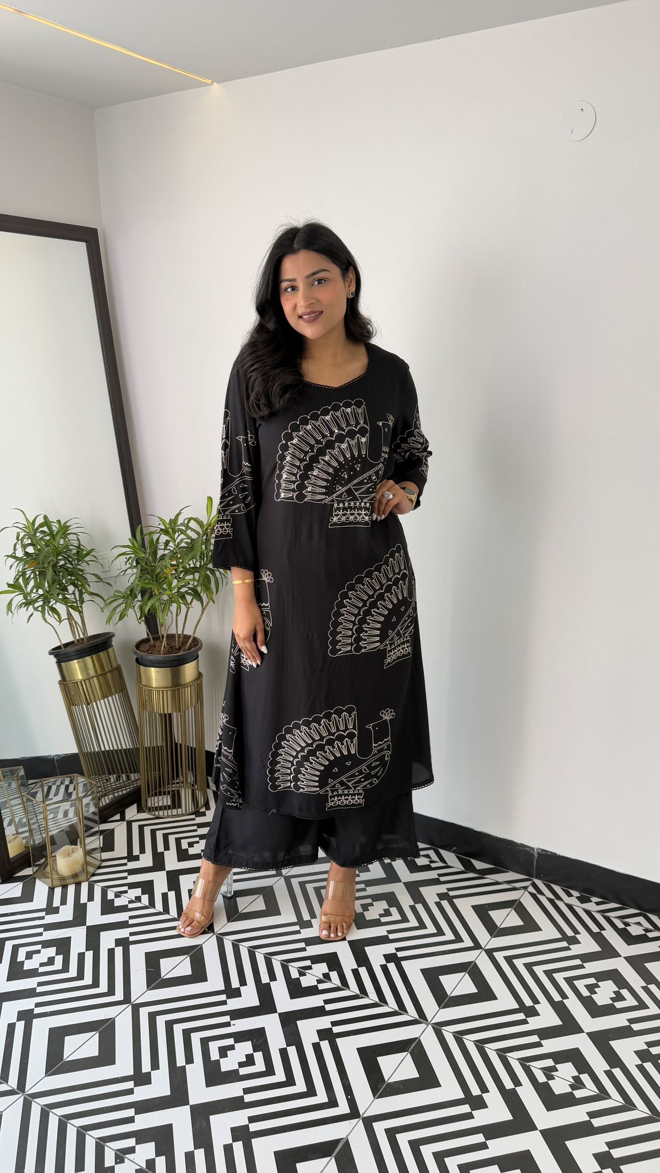 Aztec Black Kurta Pants