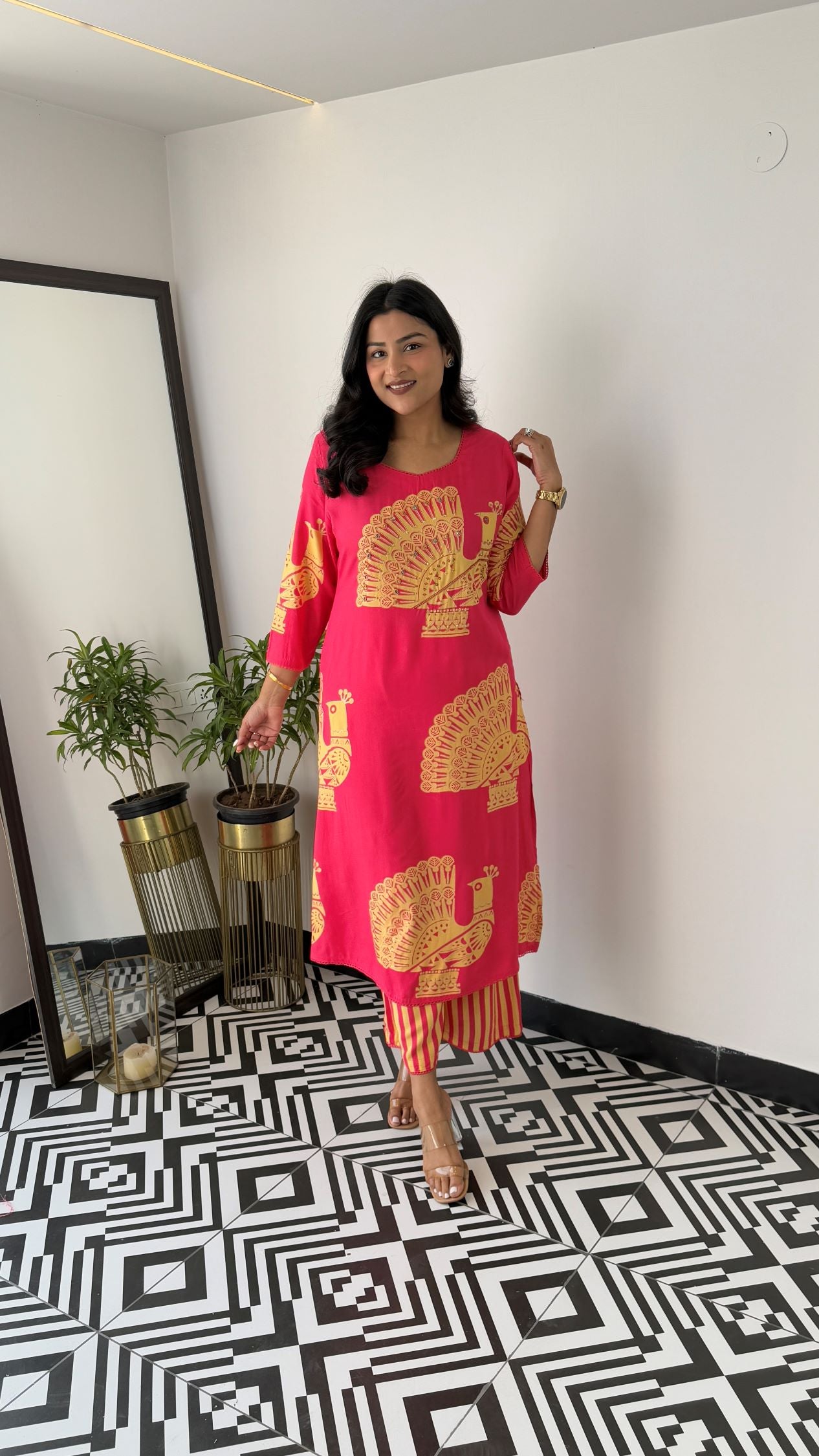 Aztec Pink Kurta Pants