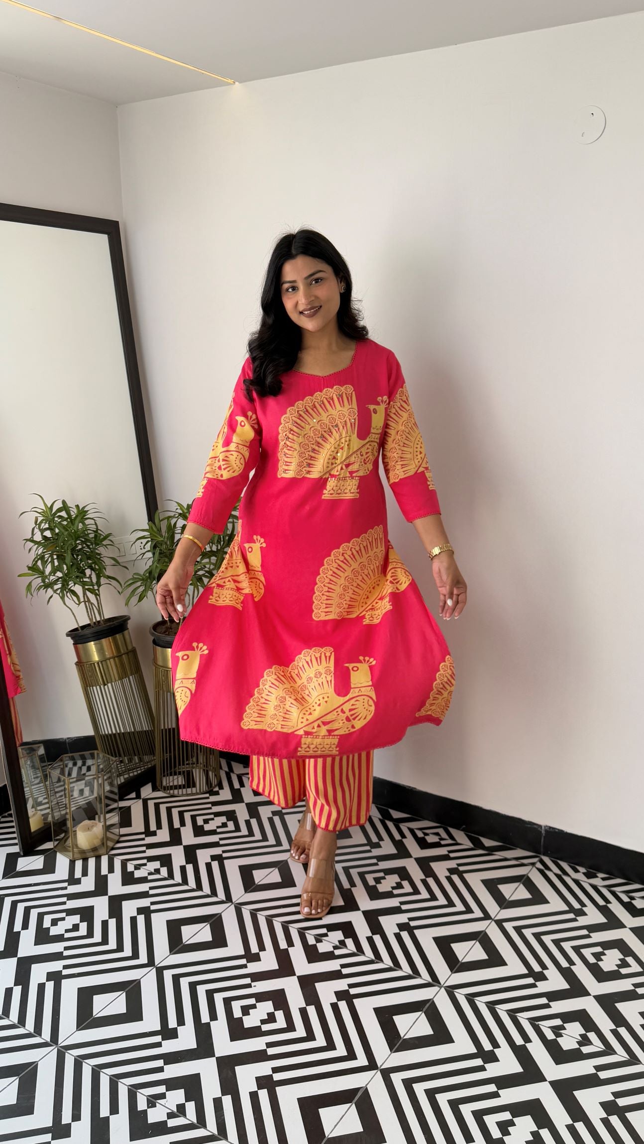 Aztec Pink Kurta Pants