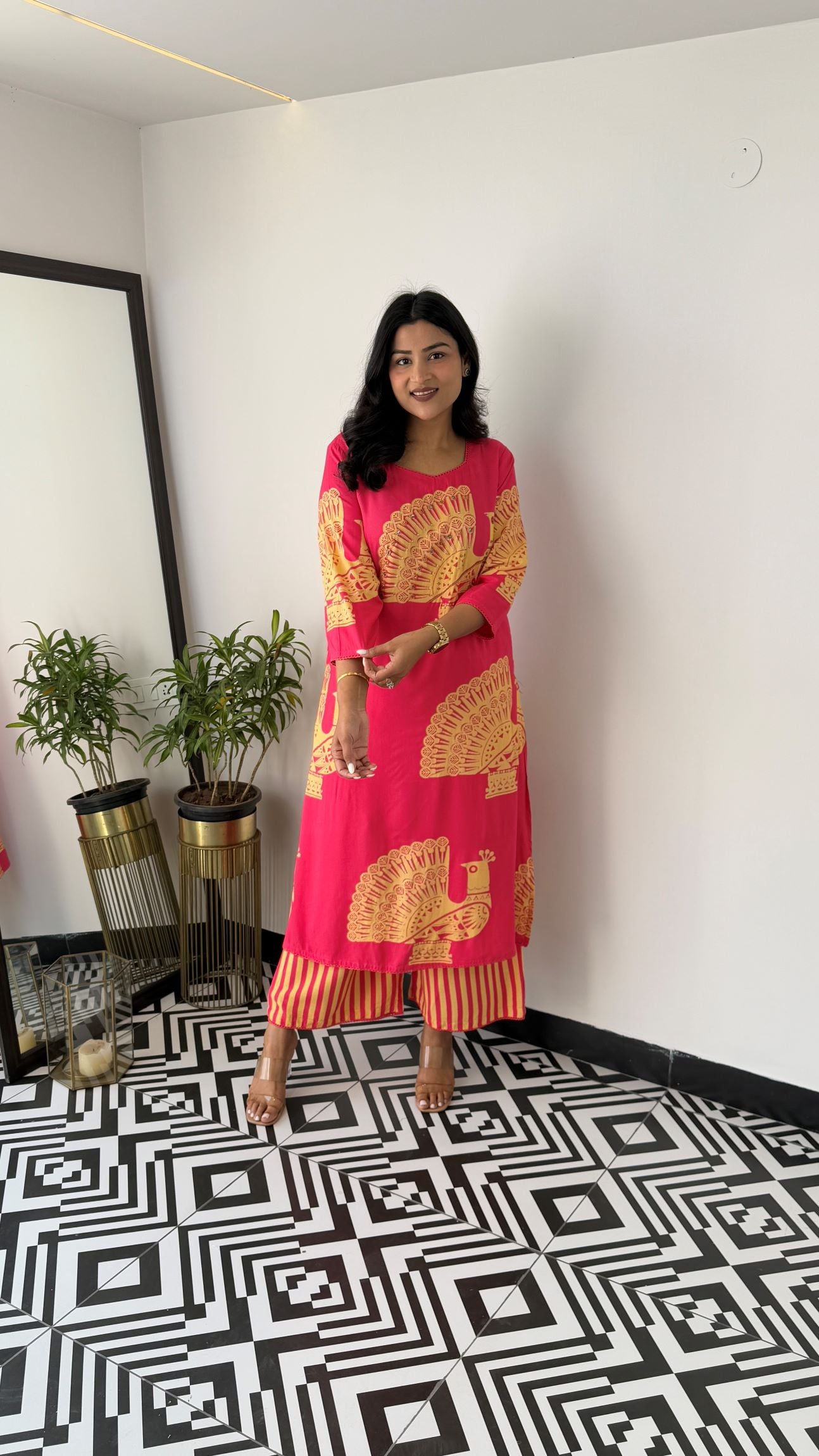 Aztec Pink Kurta Pants