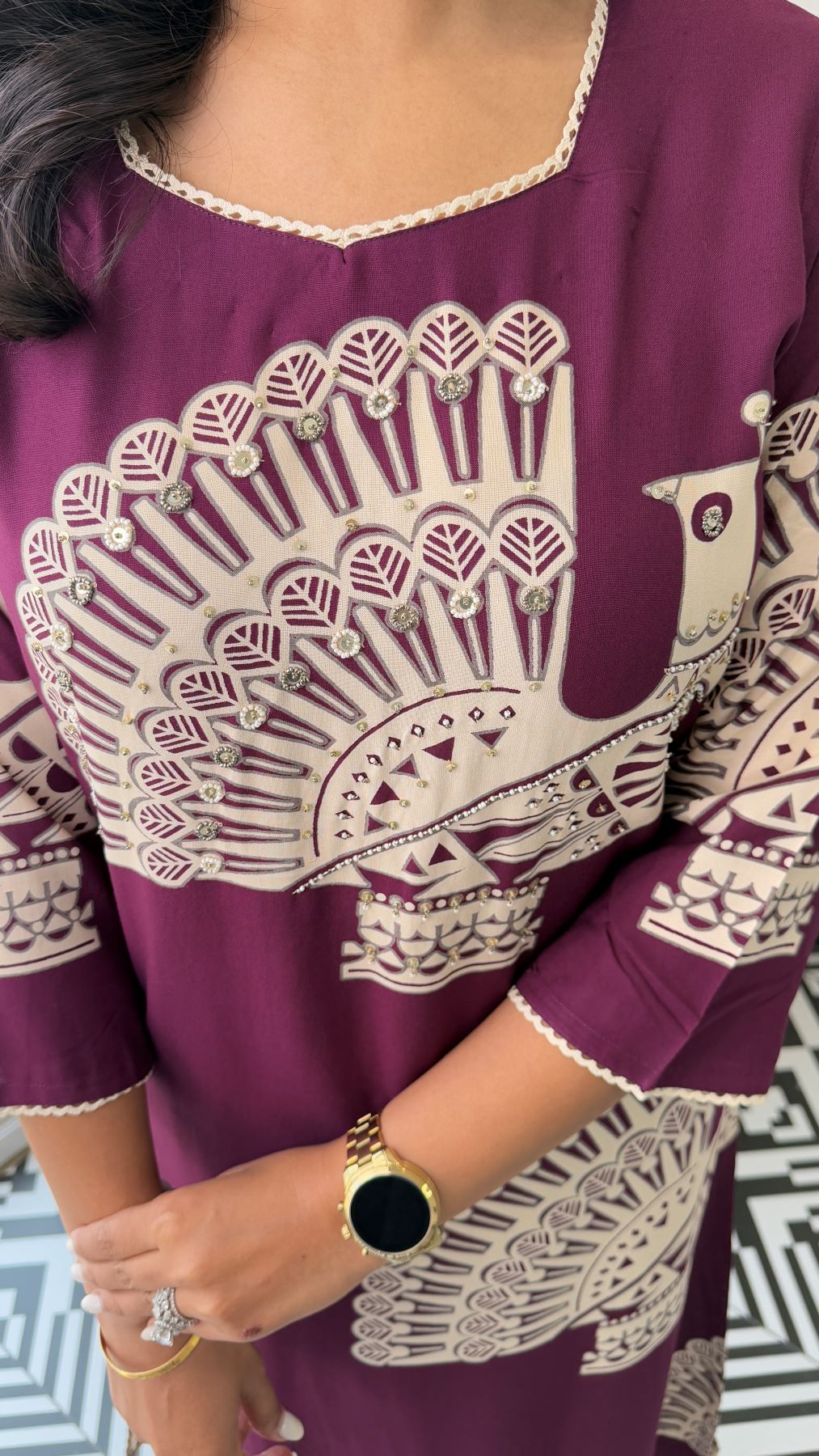 Aztec Wine Kurta Pants