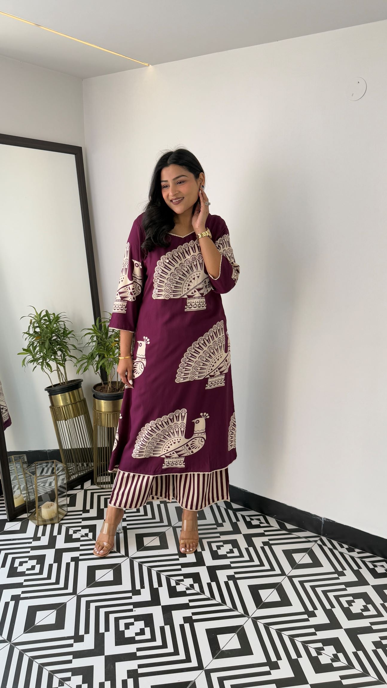 Aztec Wine Kurta Pants