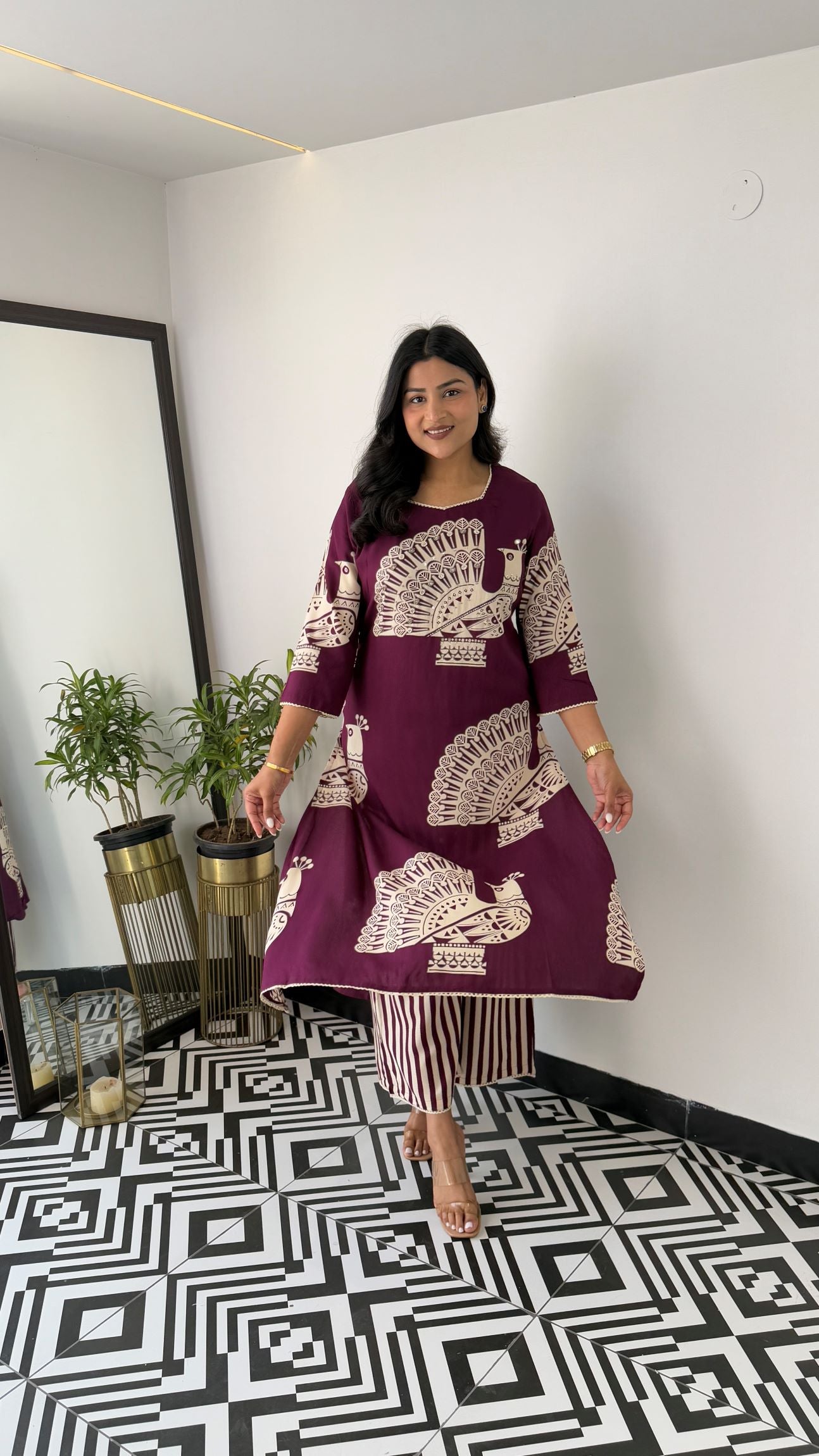 Aztec Wine Kurta Pants