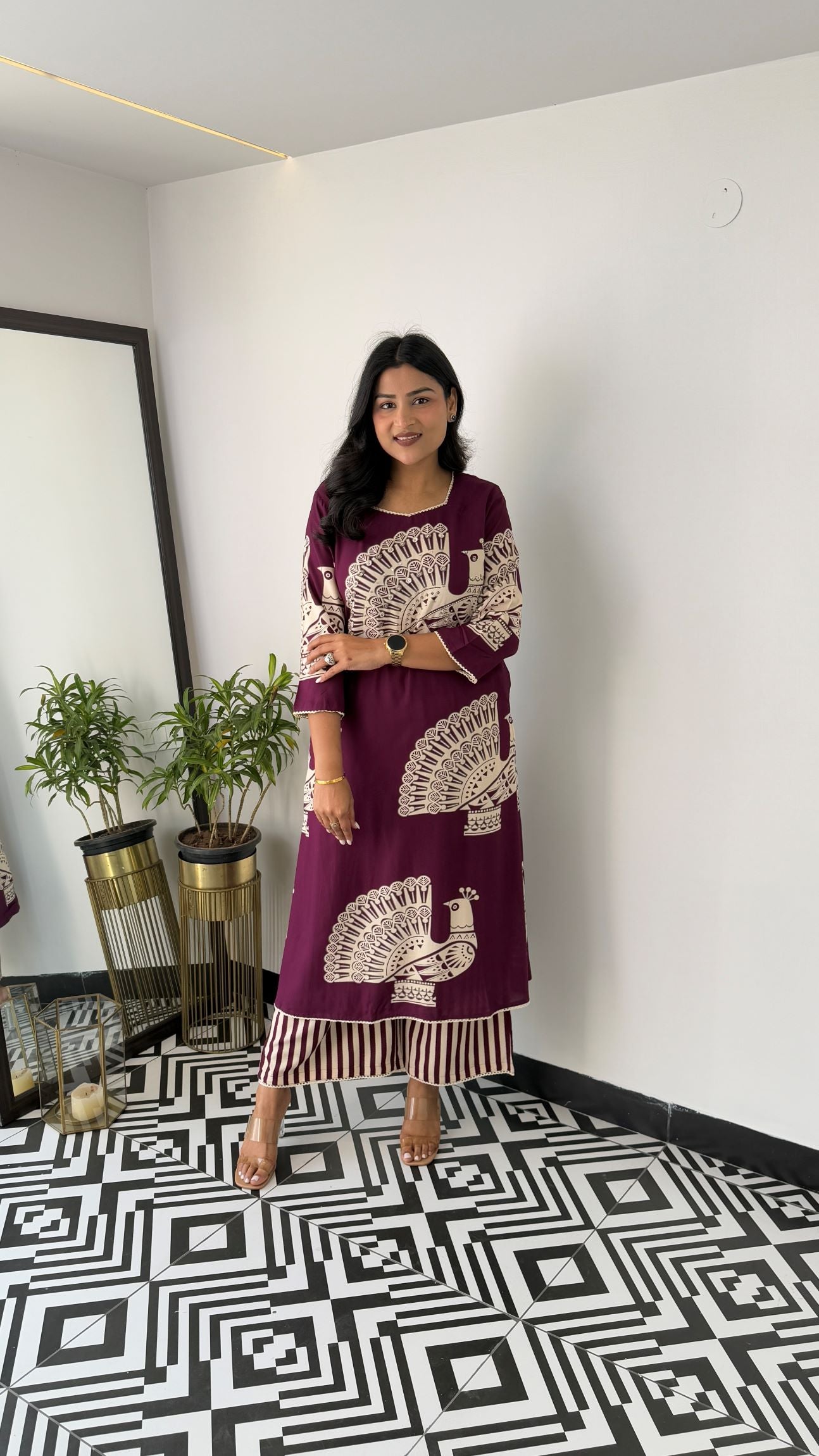 Aztec Wine Kurta Pants