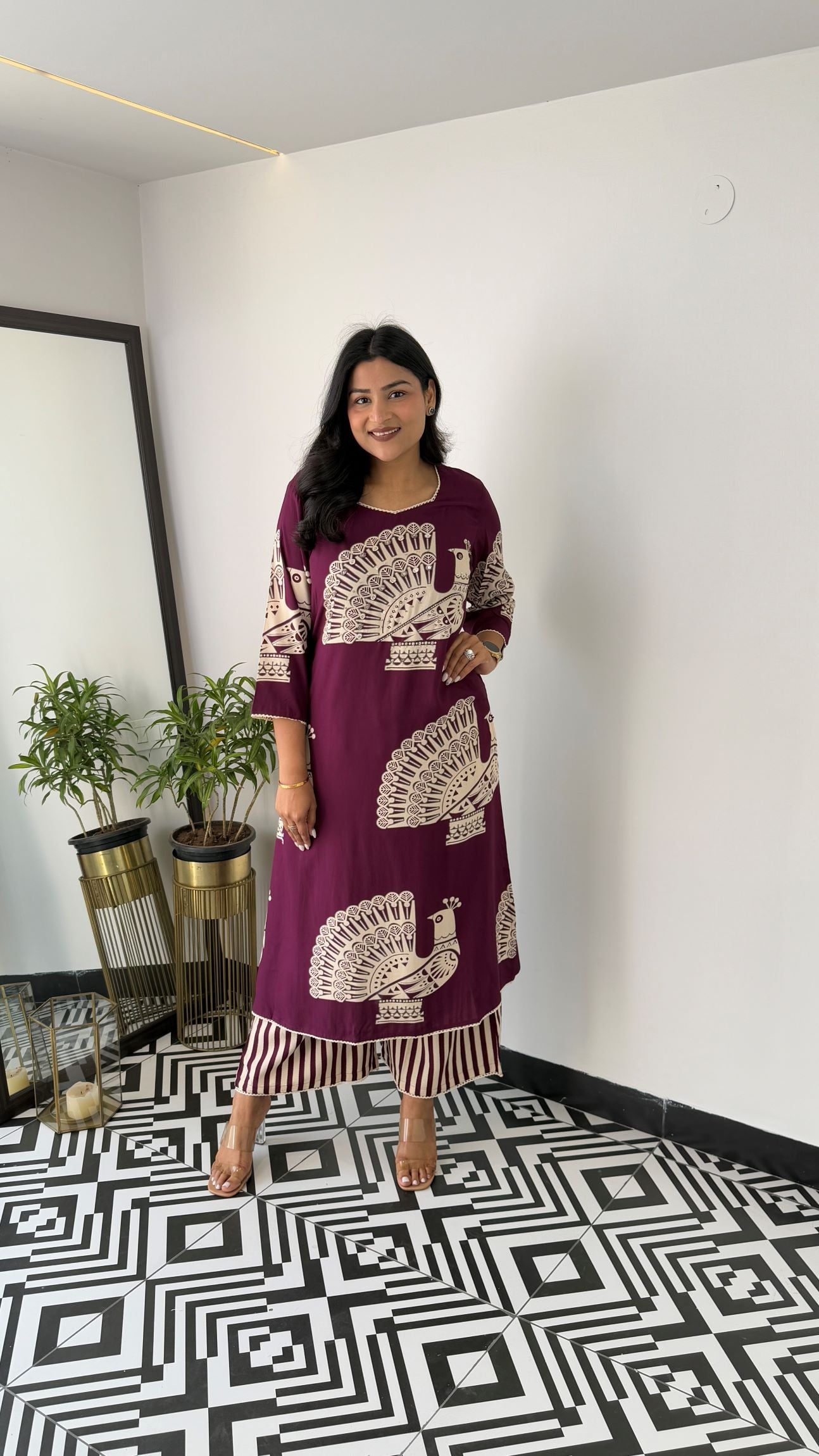 Aztec Wine Kurta Pants