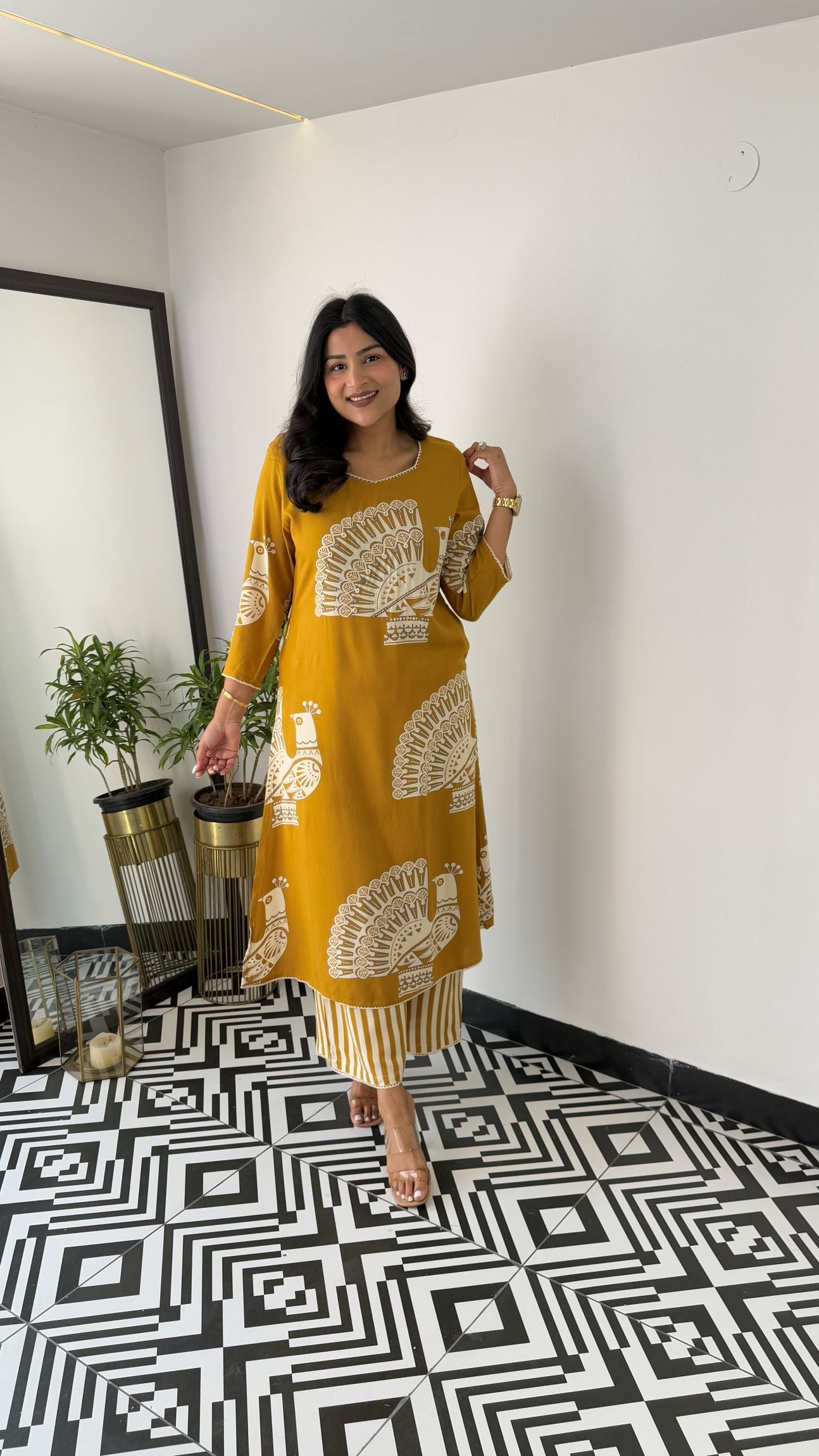 Aztec Yellow Kurta Pants