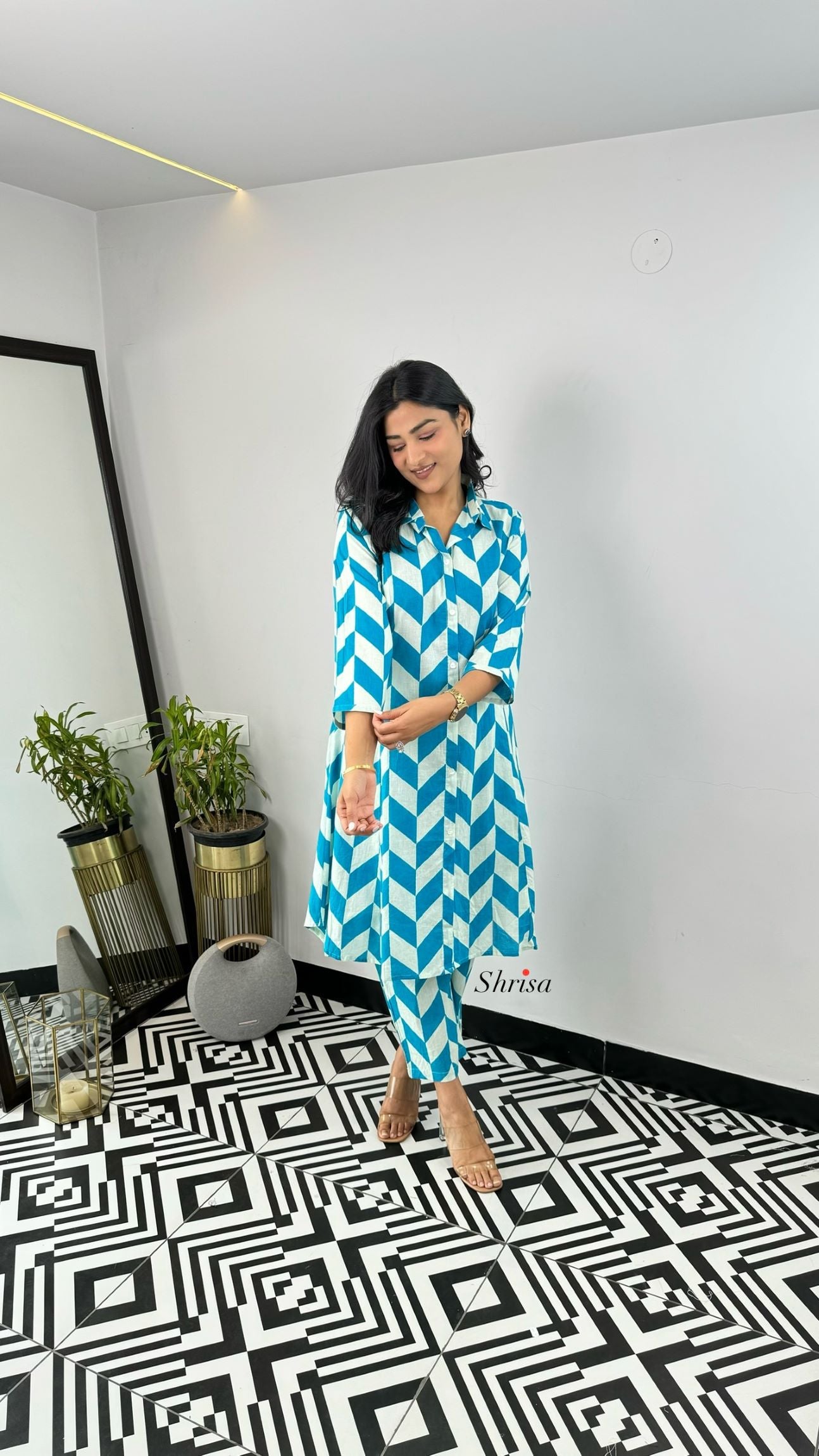 Blue Abstract Cotton Cord Set