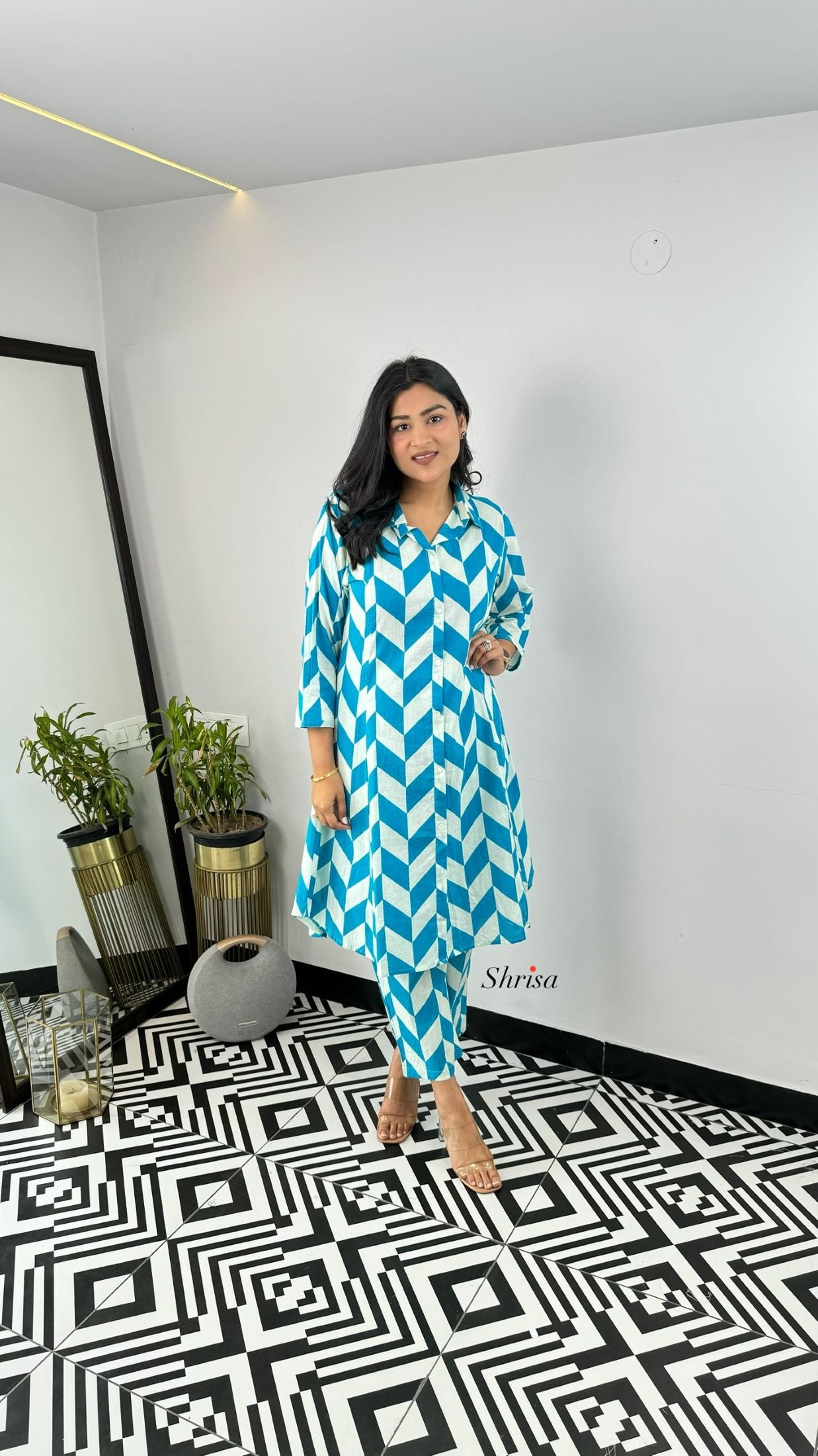 Blue Abstract Cotton Cord Set