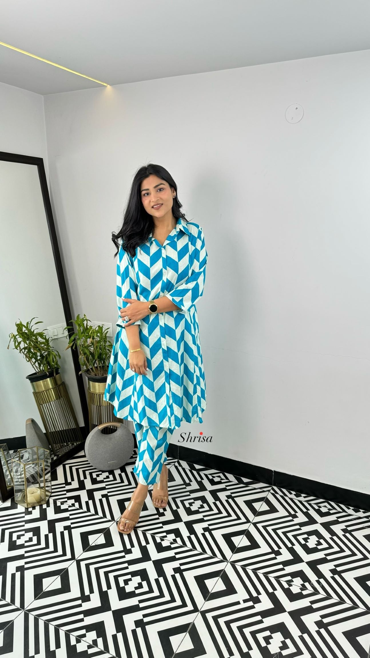 Blue Abstract Cotton Cord Set