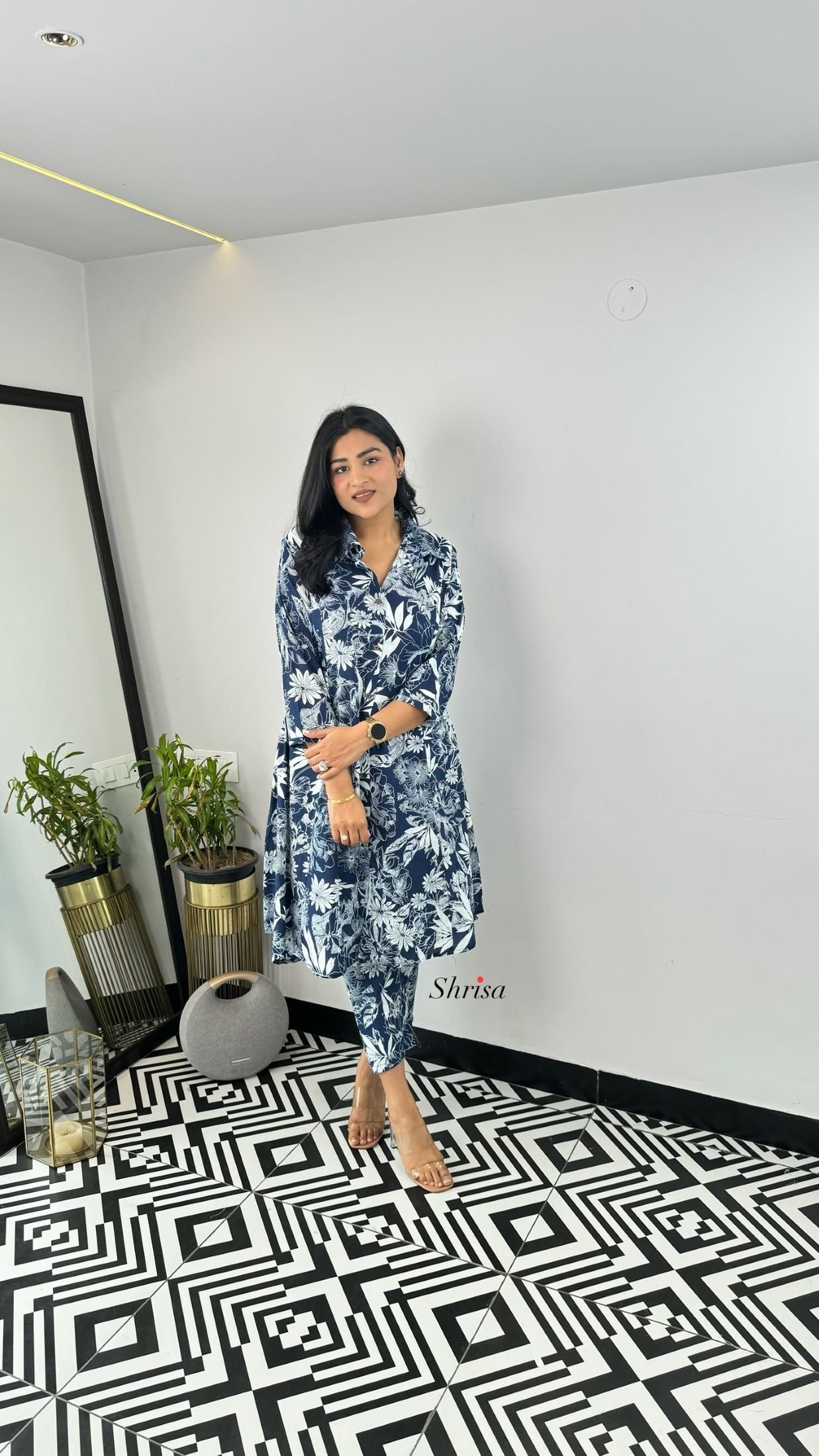 Blue Flower Cotton Cord Set