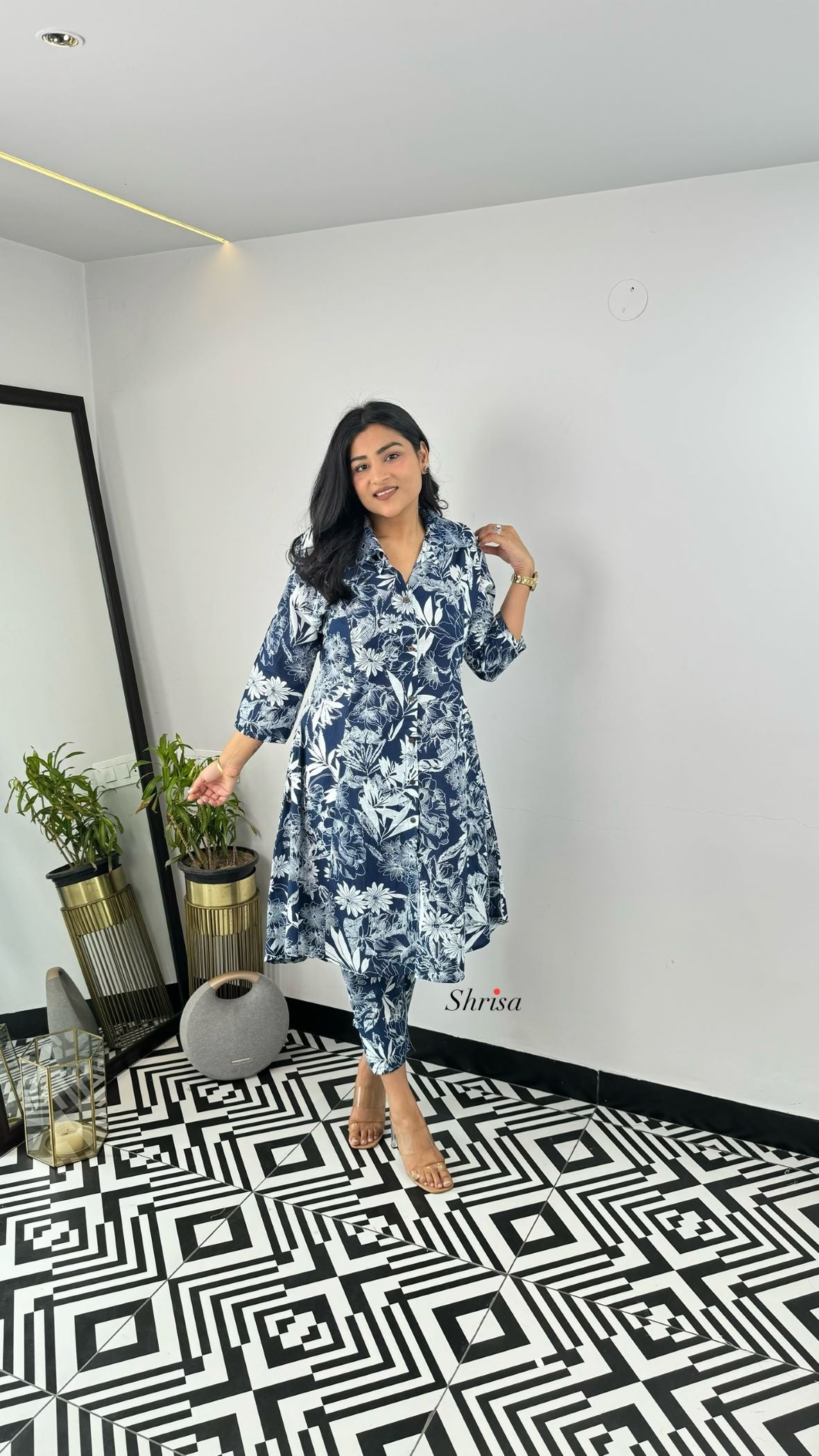 Blue Flower Cotton Cord Set