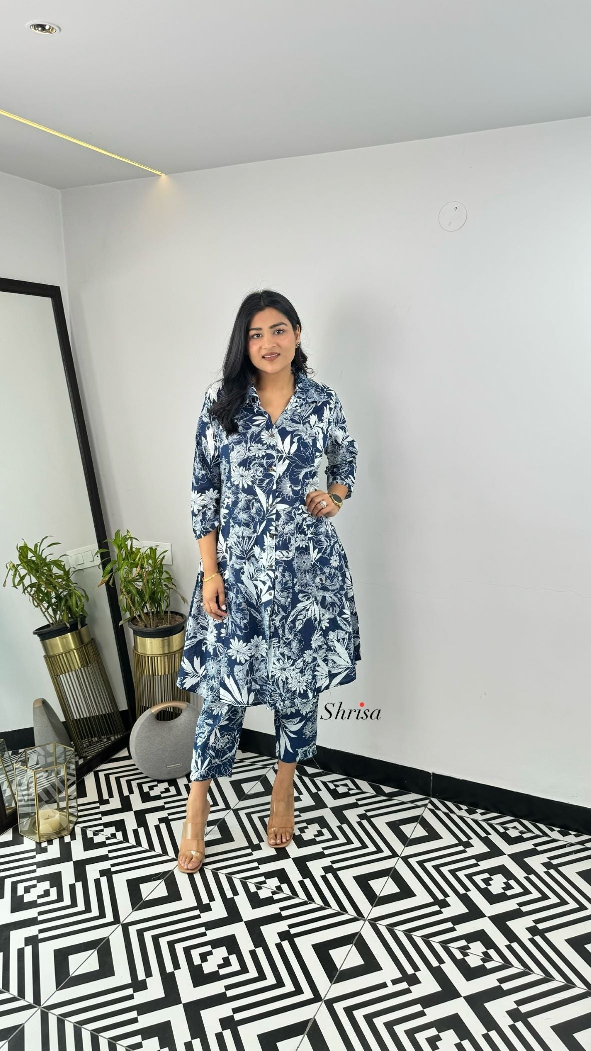 Blue Flower Cotton Cord Set