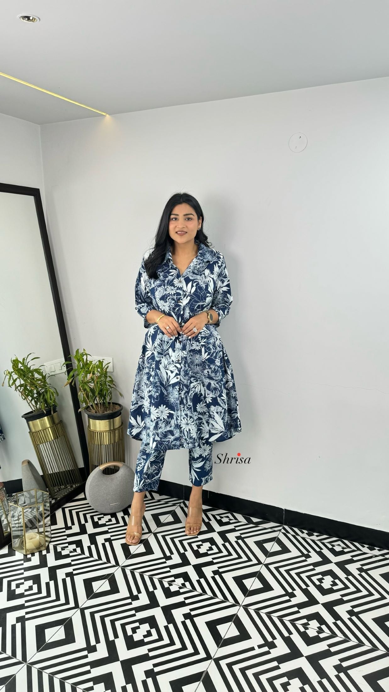 Blue Flower Cotton Cord Set