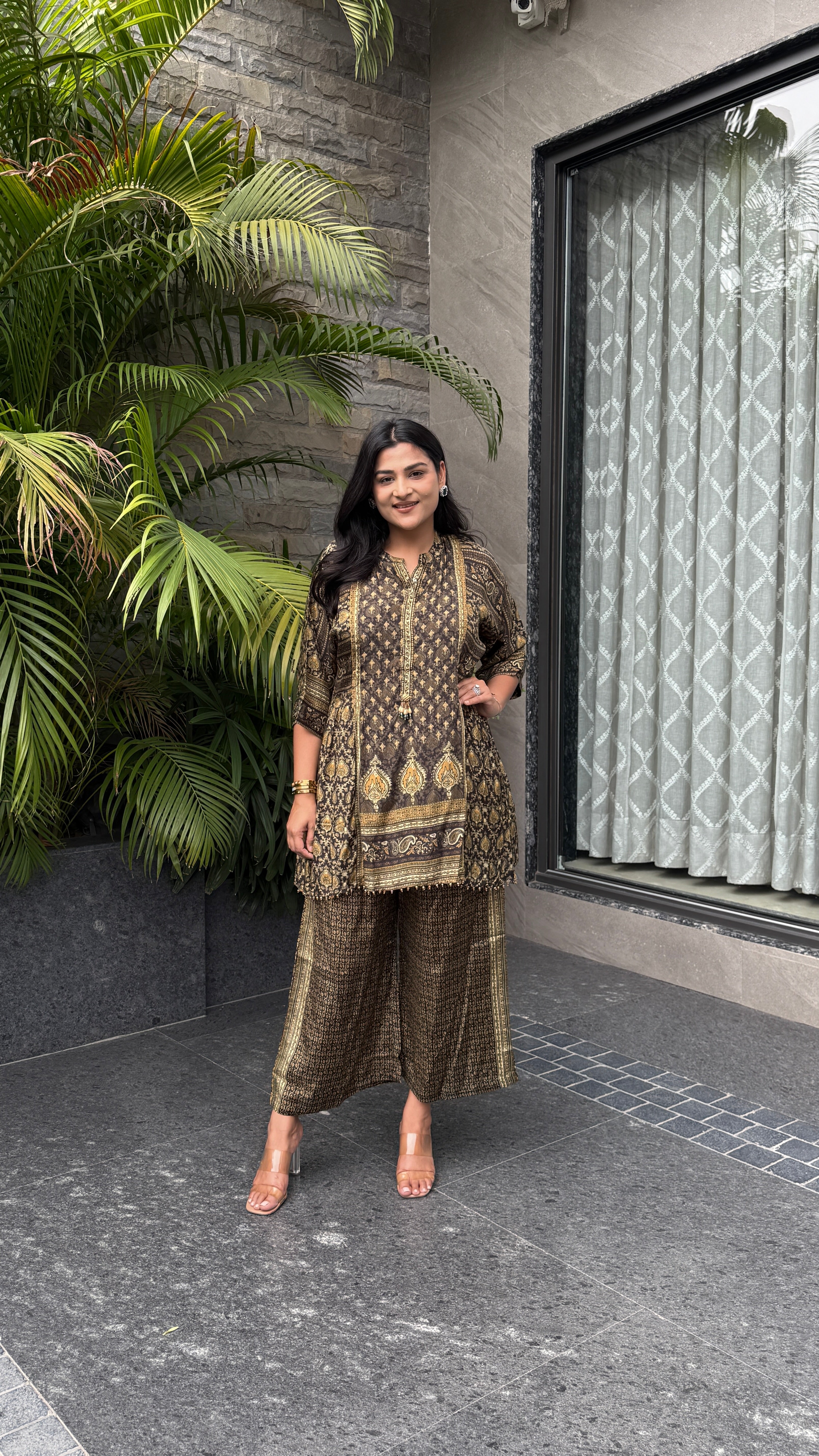 Aarke Olive Green Crepe Cord Set