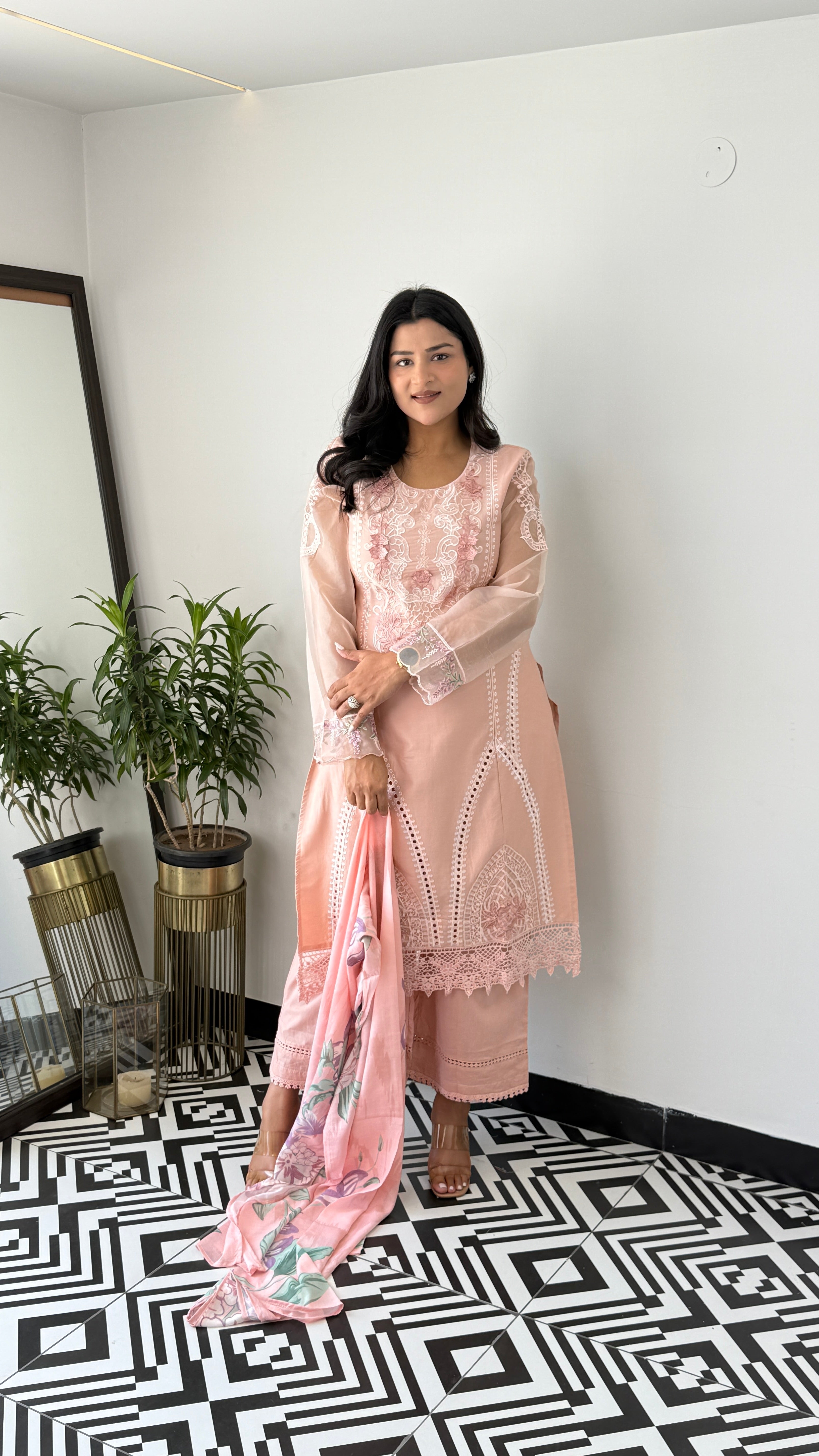 Baano Peach Krachi Suit Set