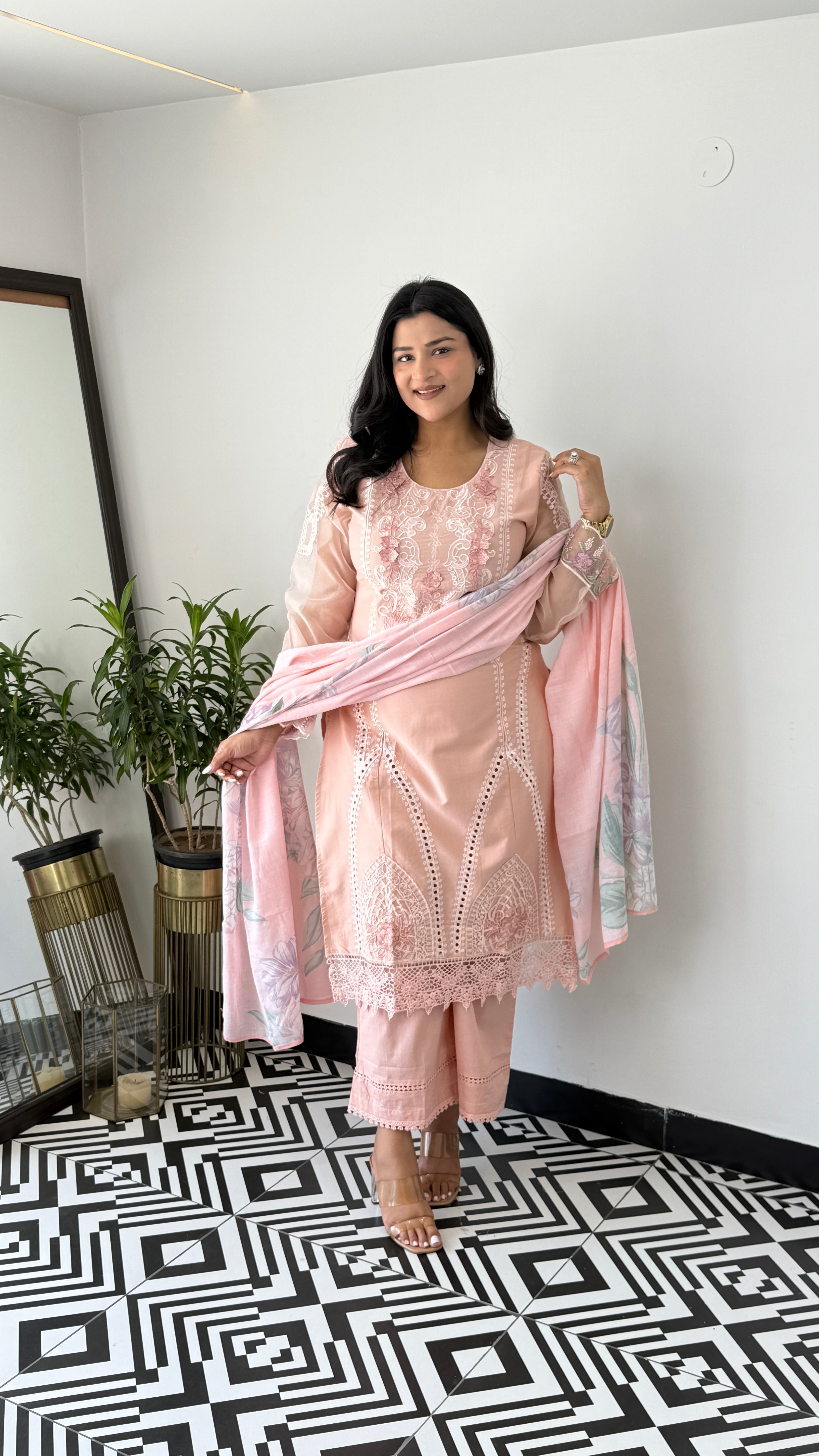 Baano Peach Krachi Suit Set