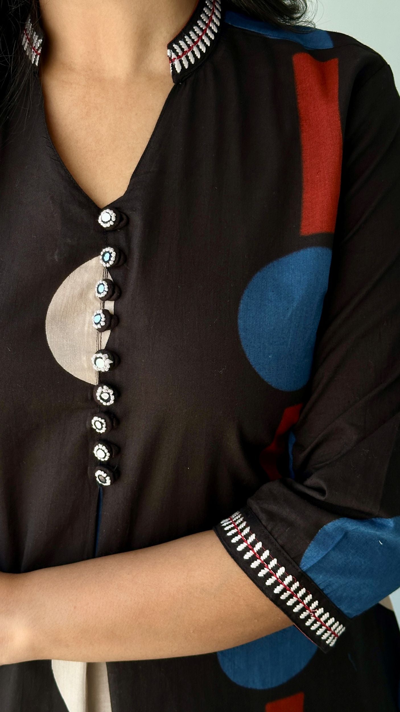 Droplet Black Kurta Pants