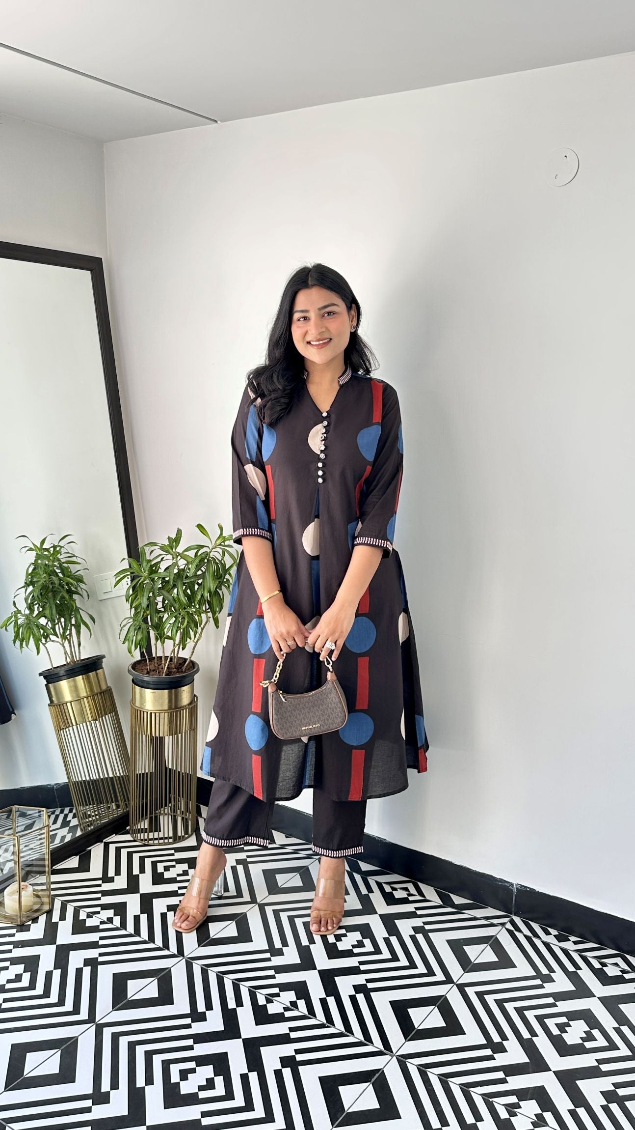 Droplet Black Kurta Pants