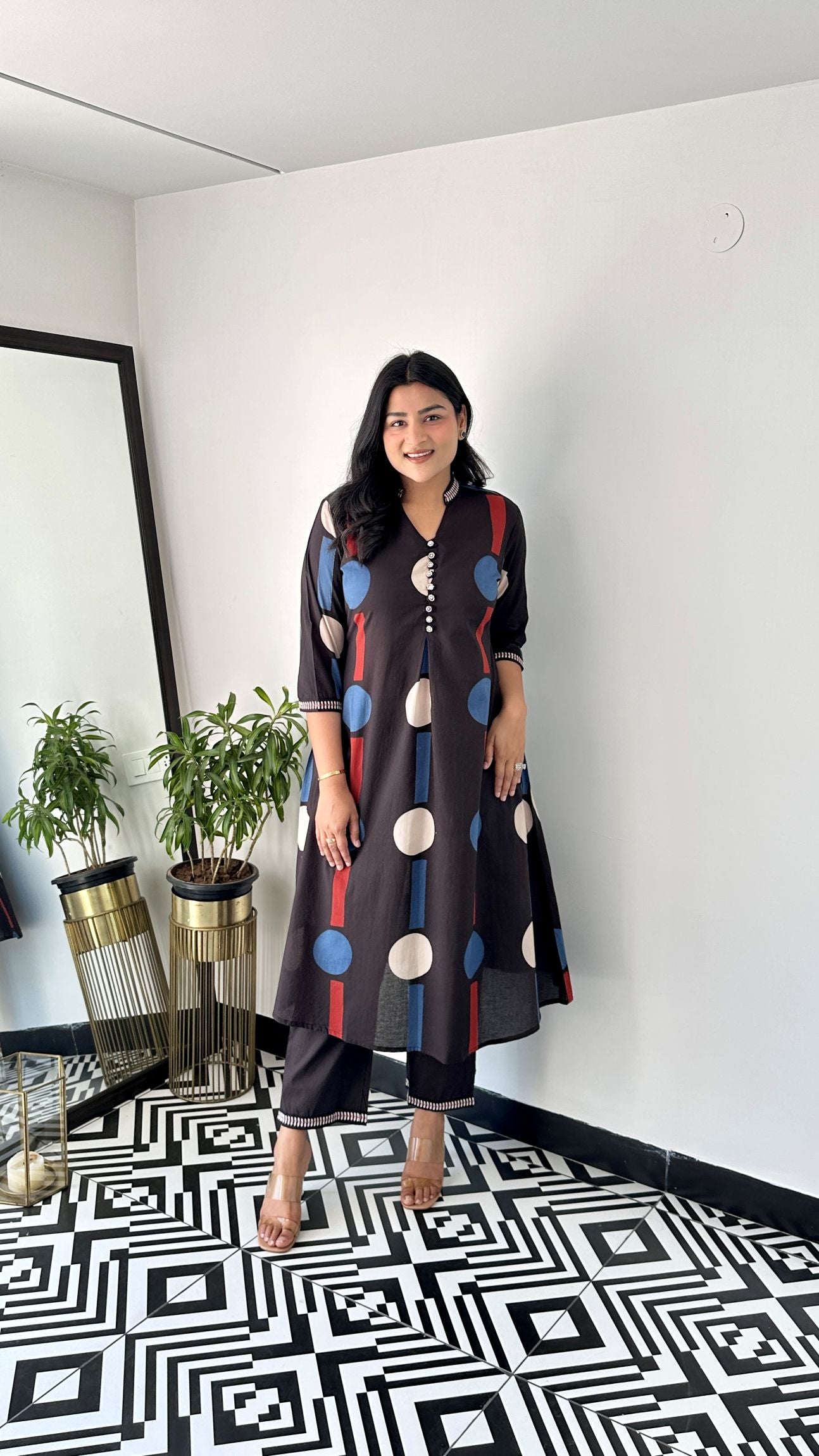 Droplet Black Kurta Pants